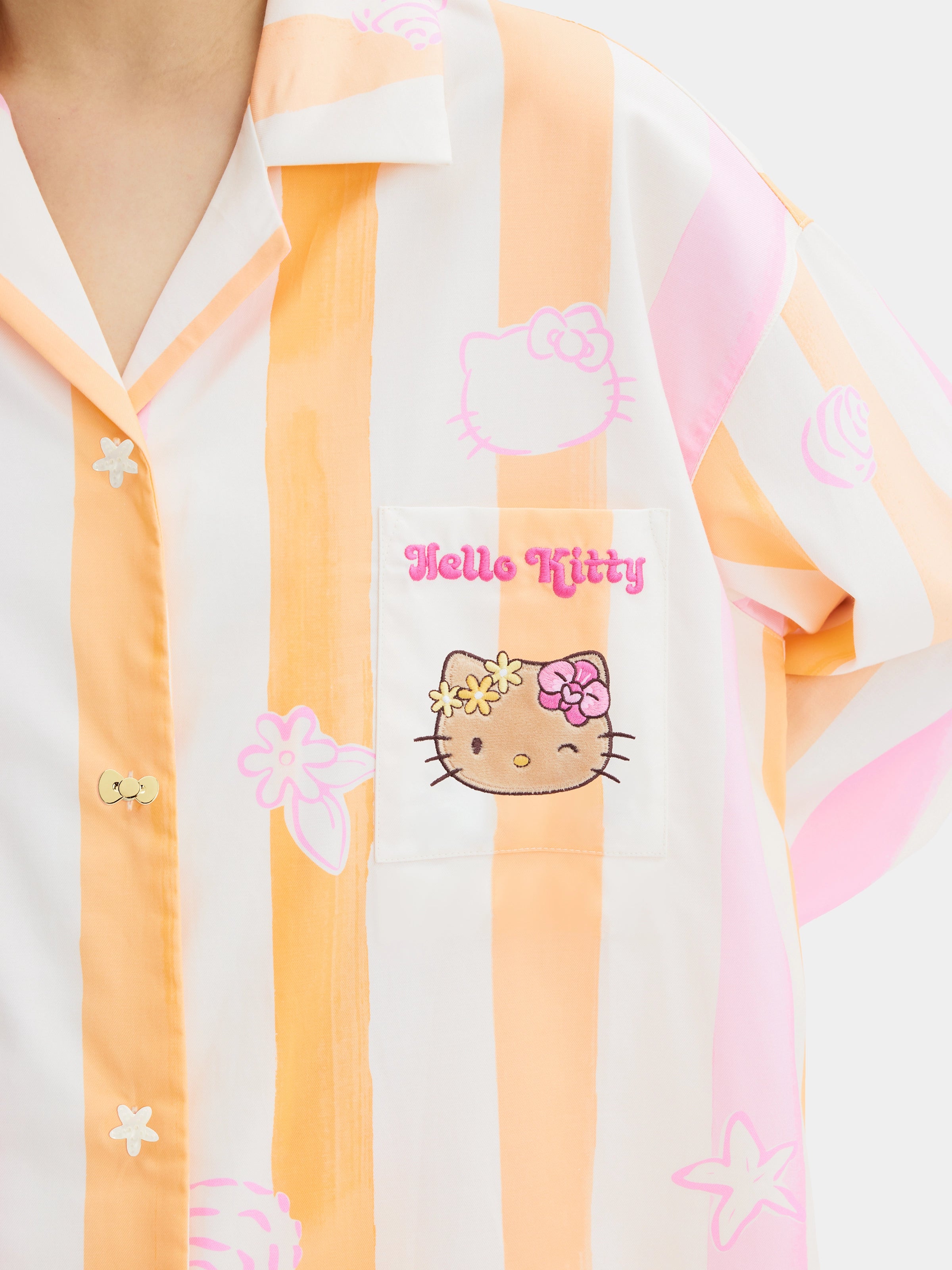 "Hello Kitty" Tencel Cotton Blend Loungewear Set Long Sleeve – Coral Pink