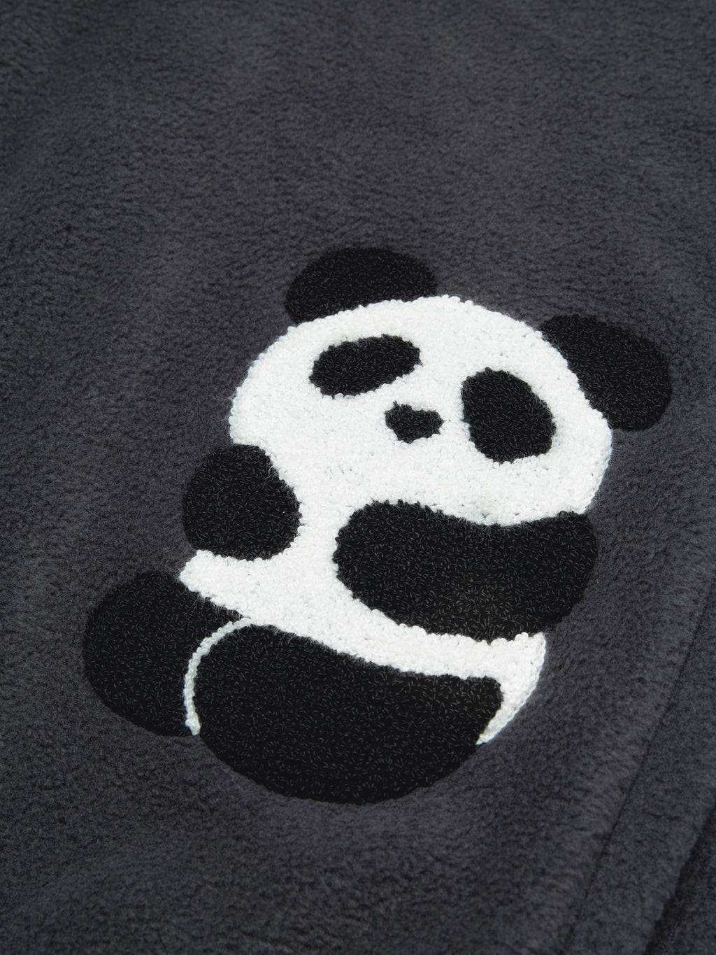 "panda pompom" Polar Fleece Pullover Loungewear Set Long Sleeve – Ink Black