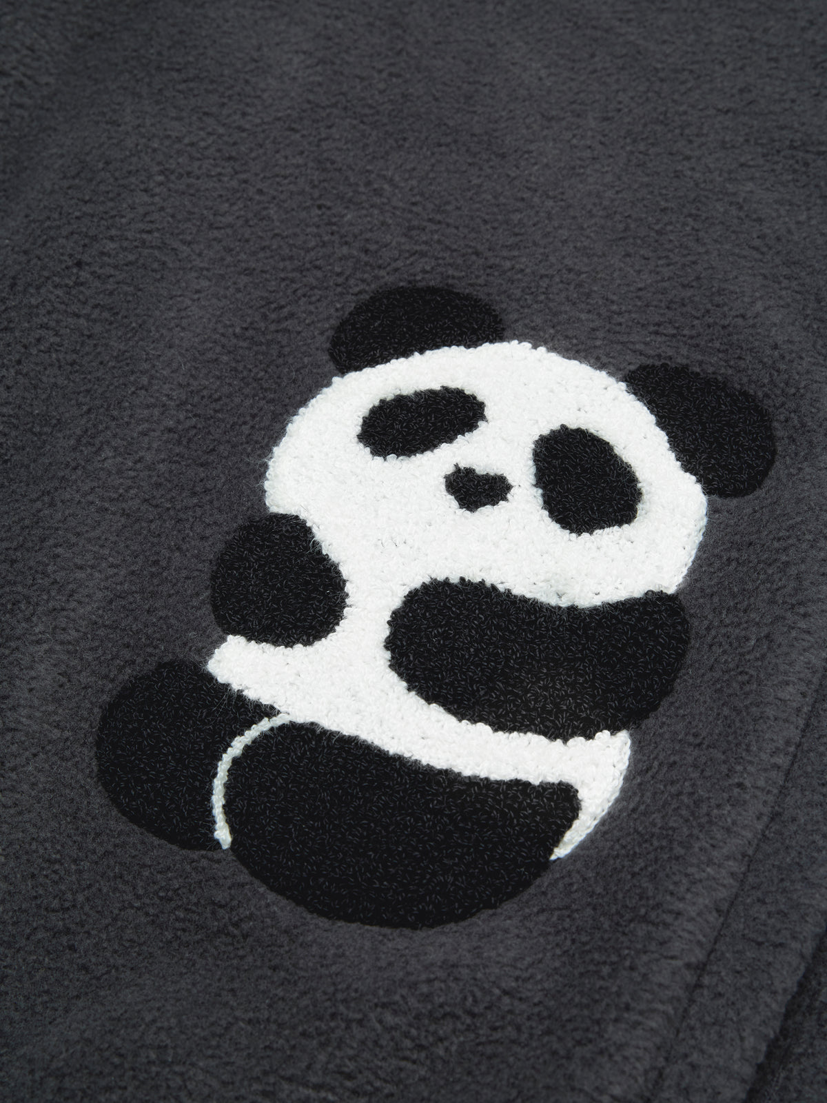 "panda pompom" Polar Fleece Pullover Loungewear Set Long Sleeve – Ink Black