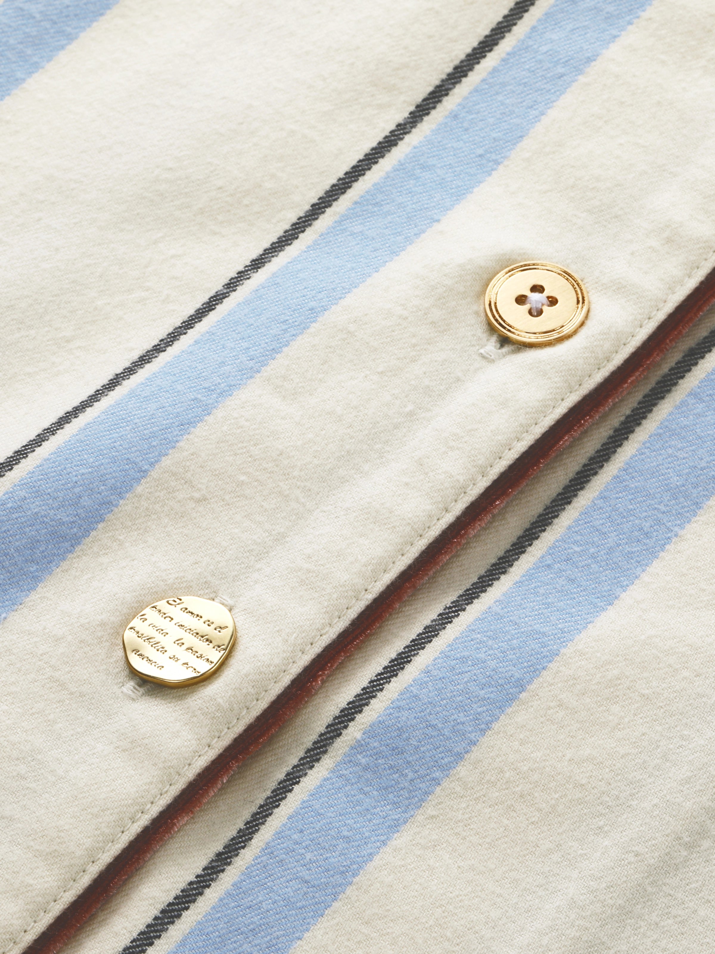 “Urban Jungle” Thickened Cotton Flannel Loungewear Set Blue and White Stripes