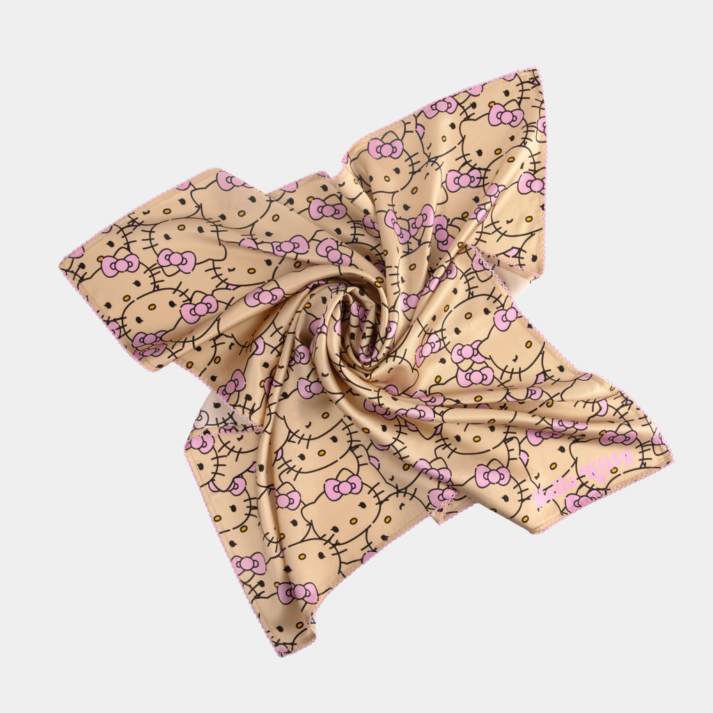 "Hello Kitty" Premium Heavy Mulberry Silk Square Scarf – Hello Kitty Pattern