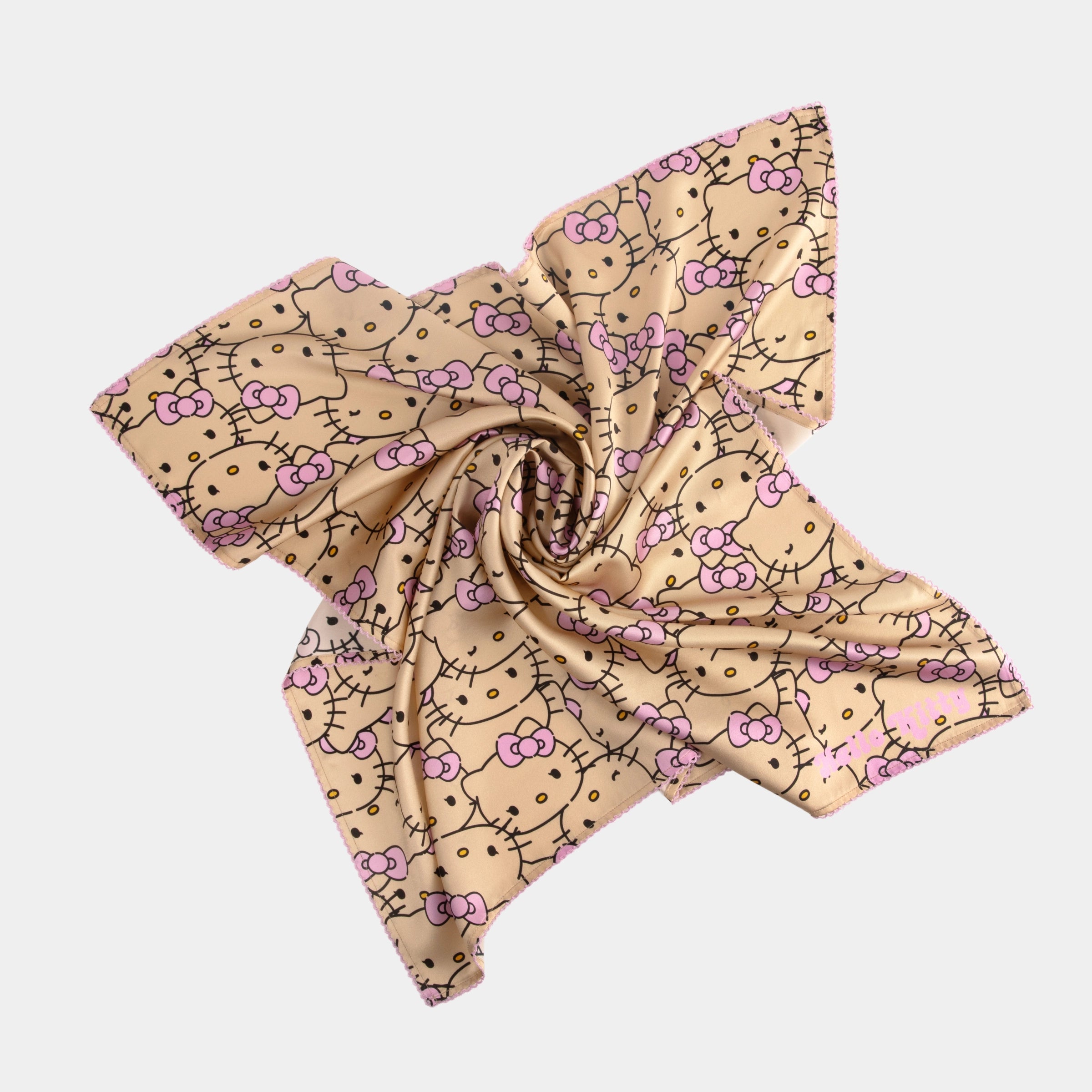 "Hello Kitty" Premium Heavy Mulberry Silk Square Scarf – Hello Kitty Pattern