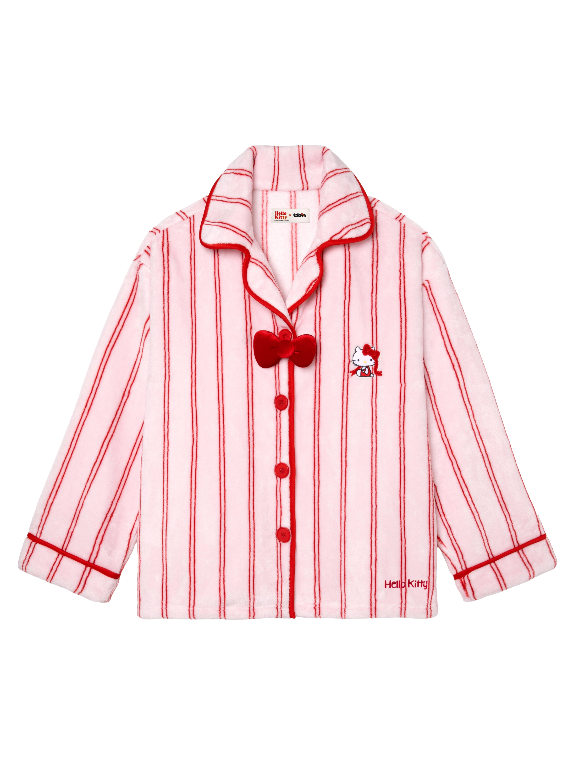 "Hello Kitty" Flannel Loungewear Set – Pink Stripes