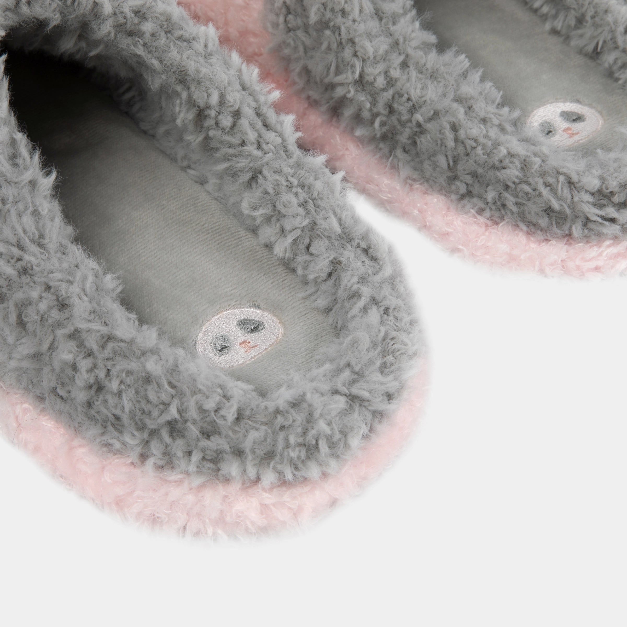 Panda PomPom Fluffy Slippers Pink