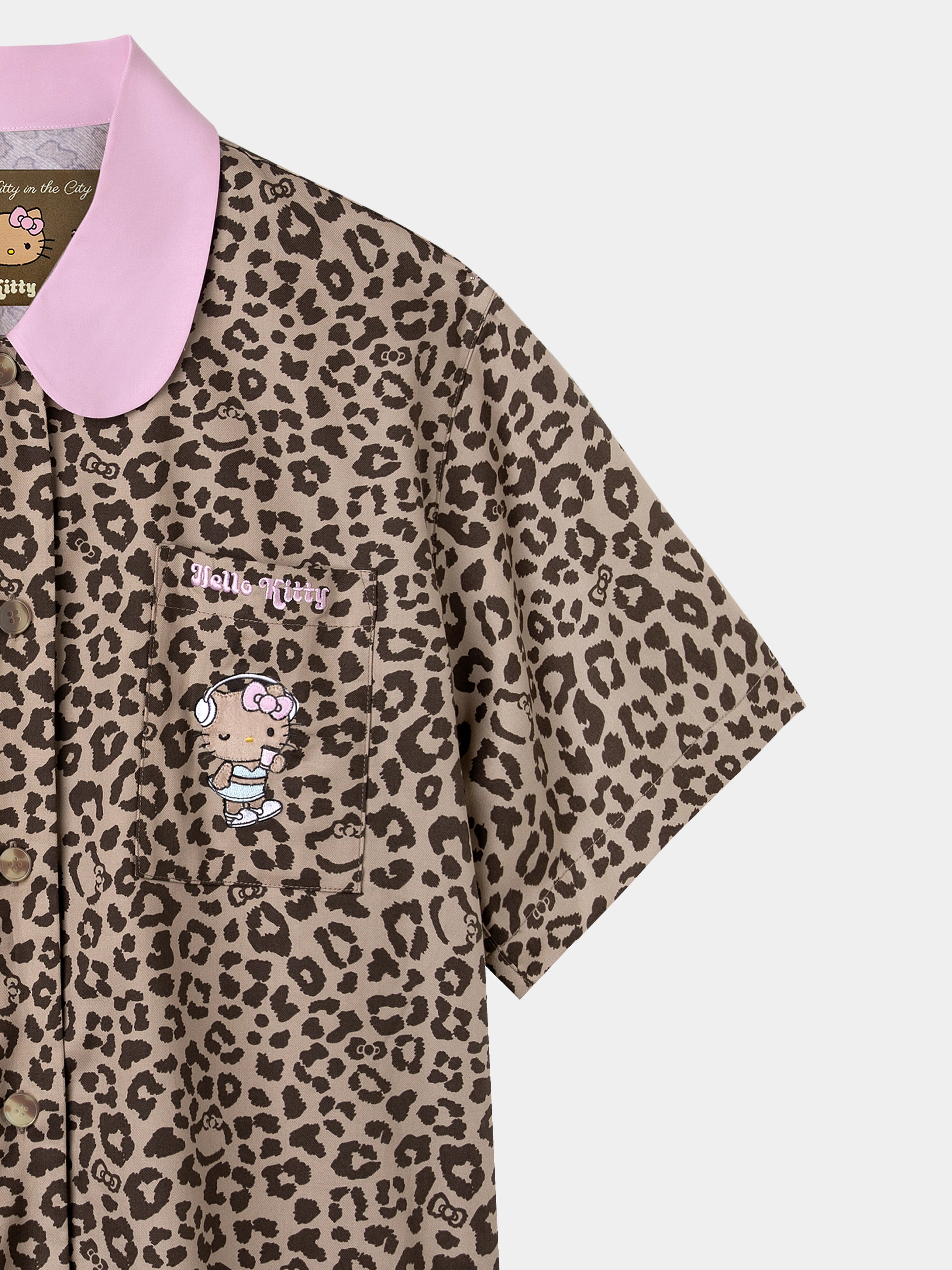 "Hello Kitty" Tencel Cotton Blend Short Sleeve Loungewear Set – Leopard