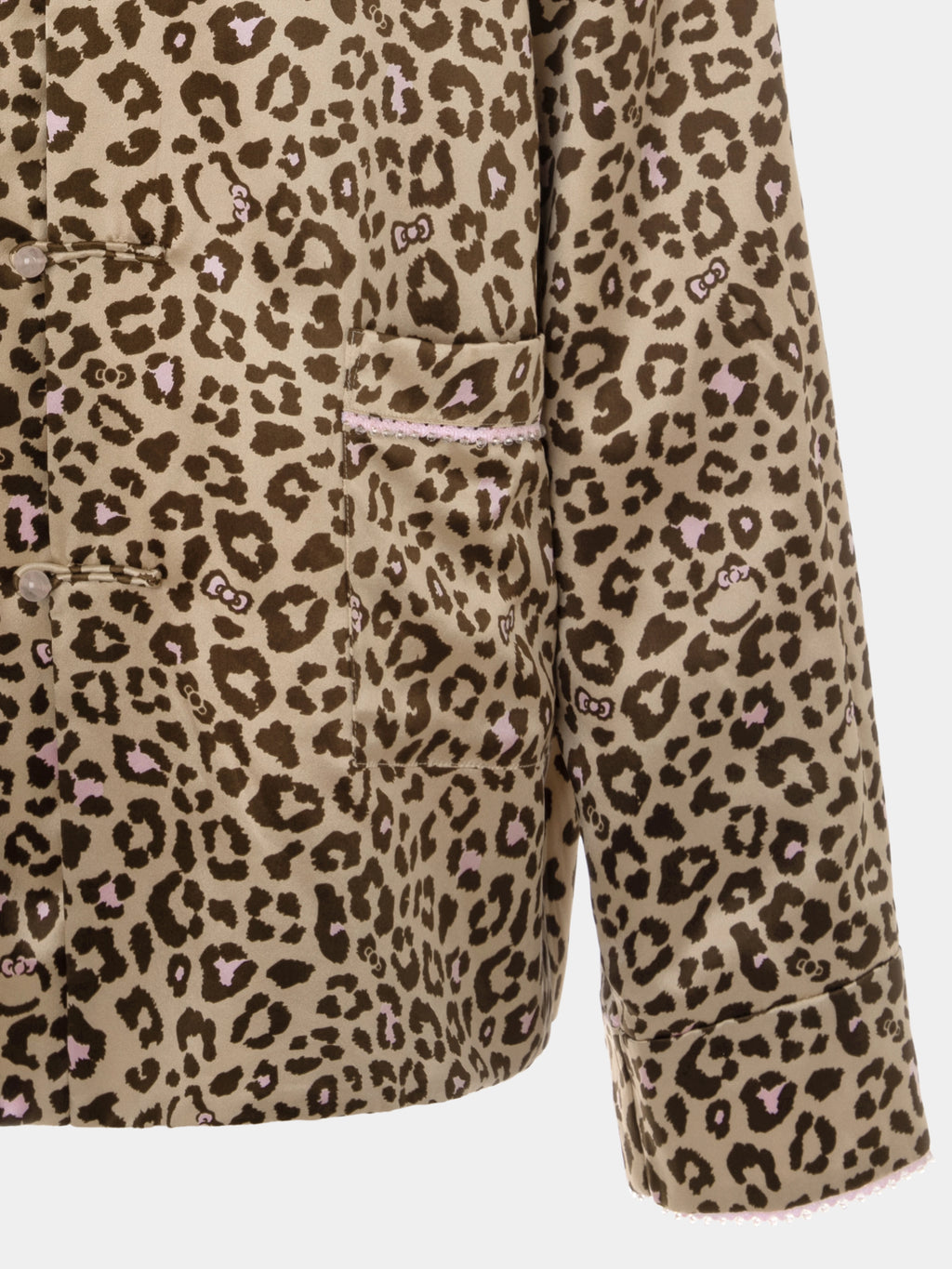 "Hello Kitty" Premium Heavy Mulberry Silk Chinese-Style Reversible Quilted Jacket – Leopard