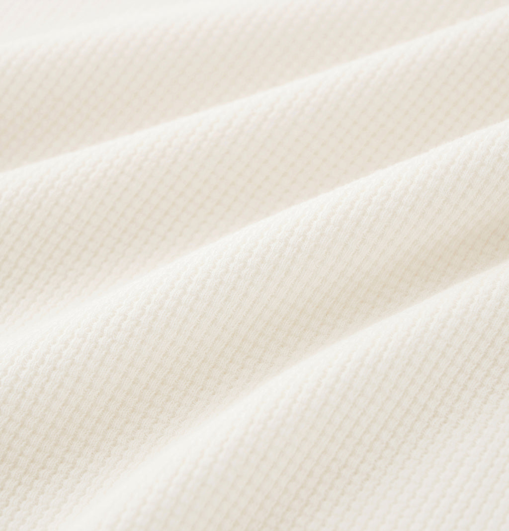 "Panda PomPom" Waffle Checks Nightgown – Cream White