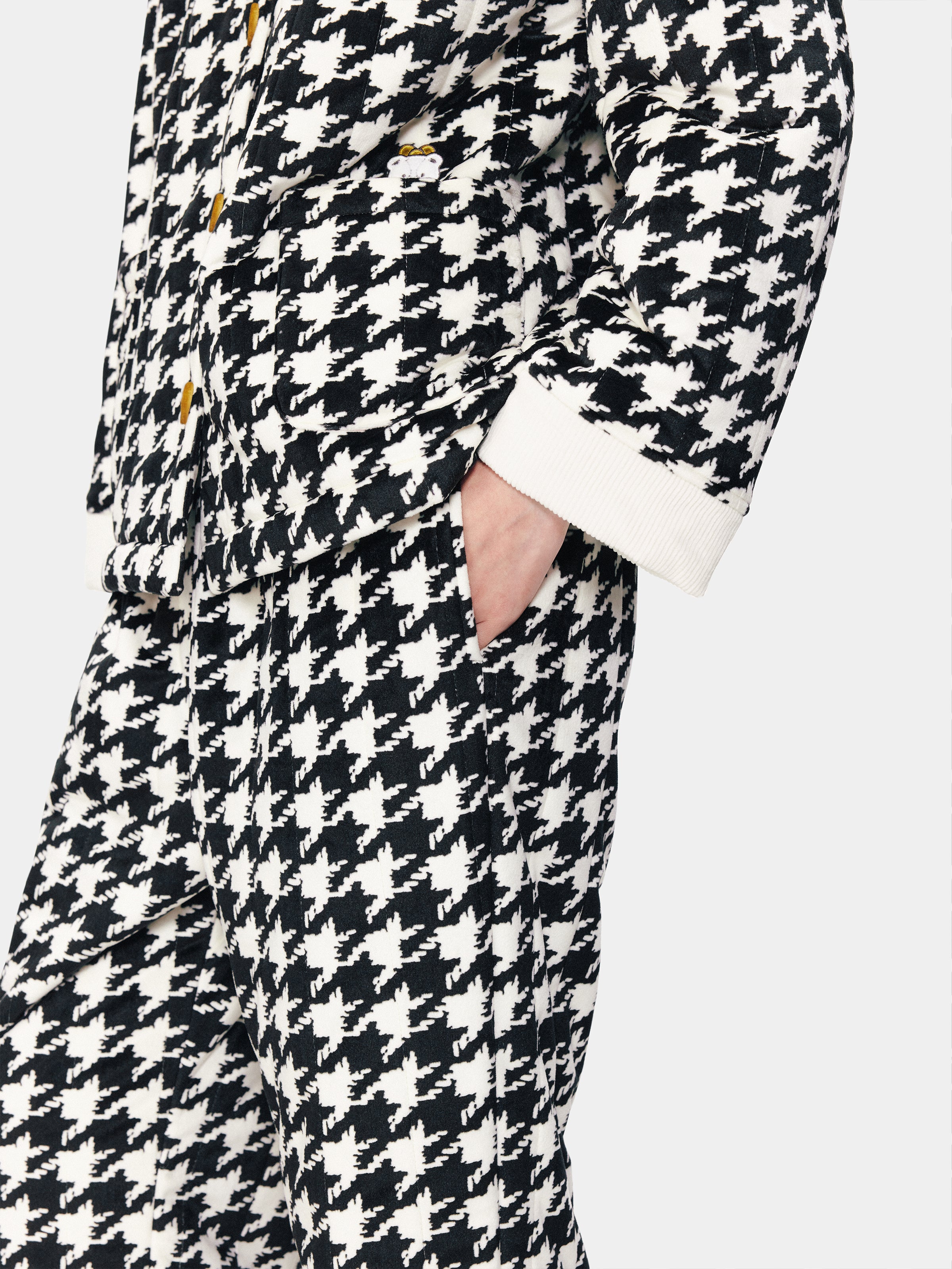 "Hello Kitty" Fleece Quilted Loungewear Set Houndstooth