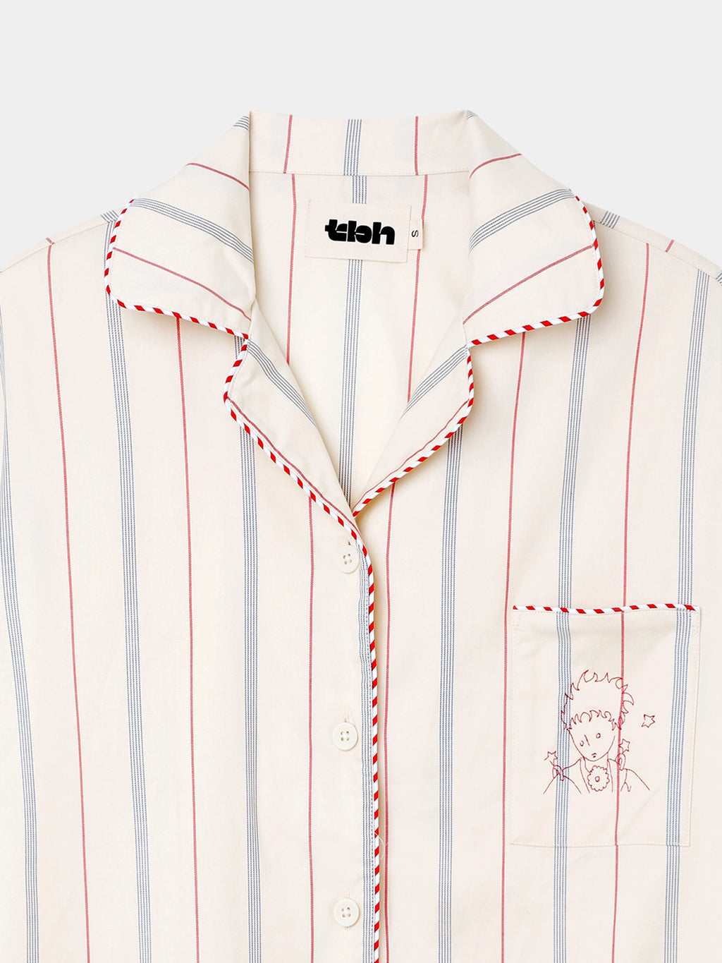 "Le Petit Prince" Tencel Cotton Blend Short Sleeve Loungewear Set Red and Blue Stripes
