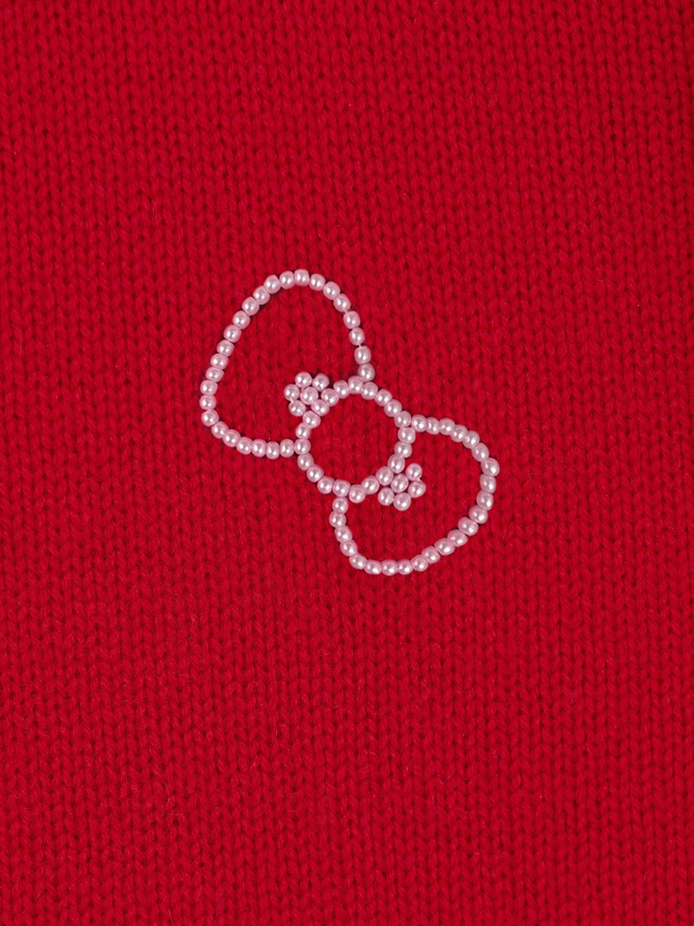 "Hello Kitty" Wool Cashmere Blend Cardigan – Red