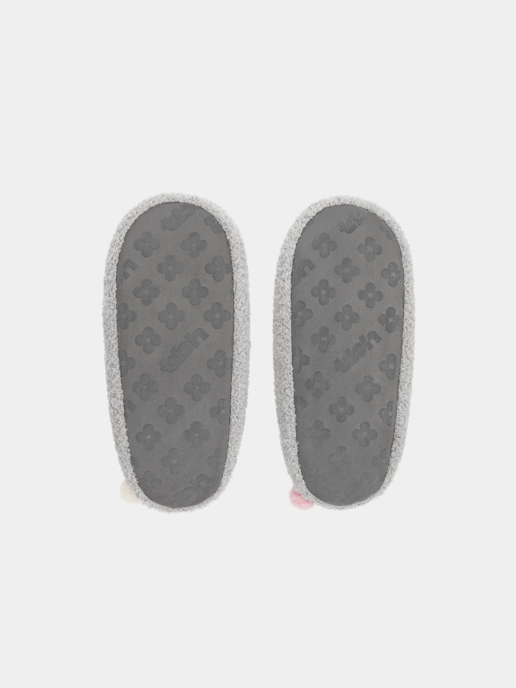 "panda pompom" Fluffy Slippers – Grey
