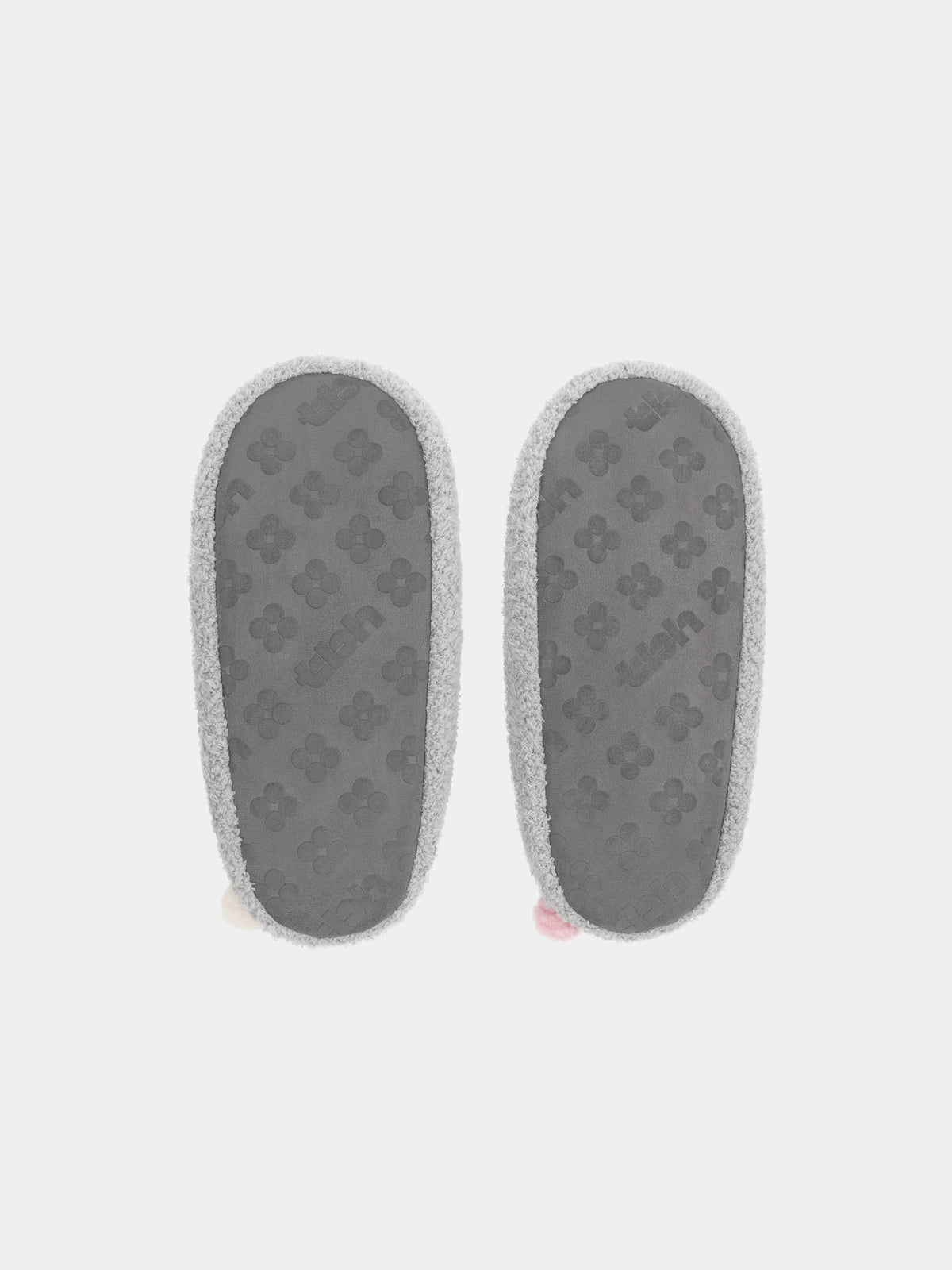 "panda pompom" Fluffy Slippers – Grey