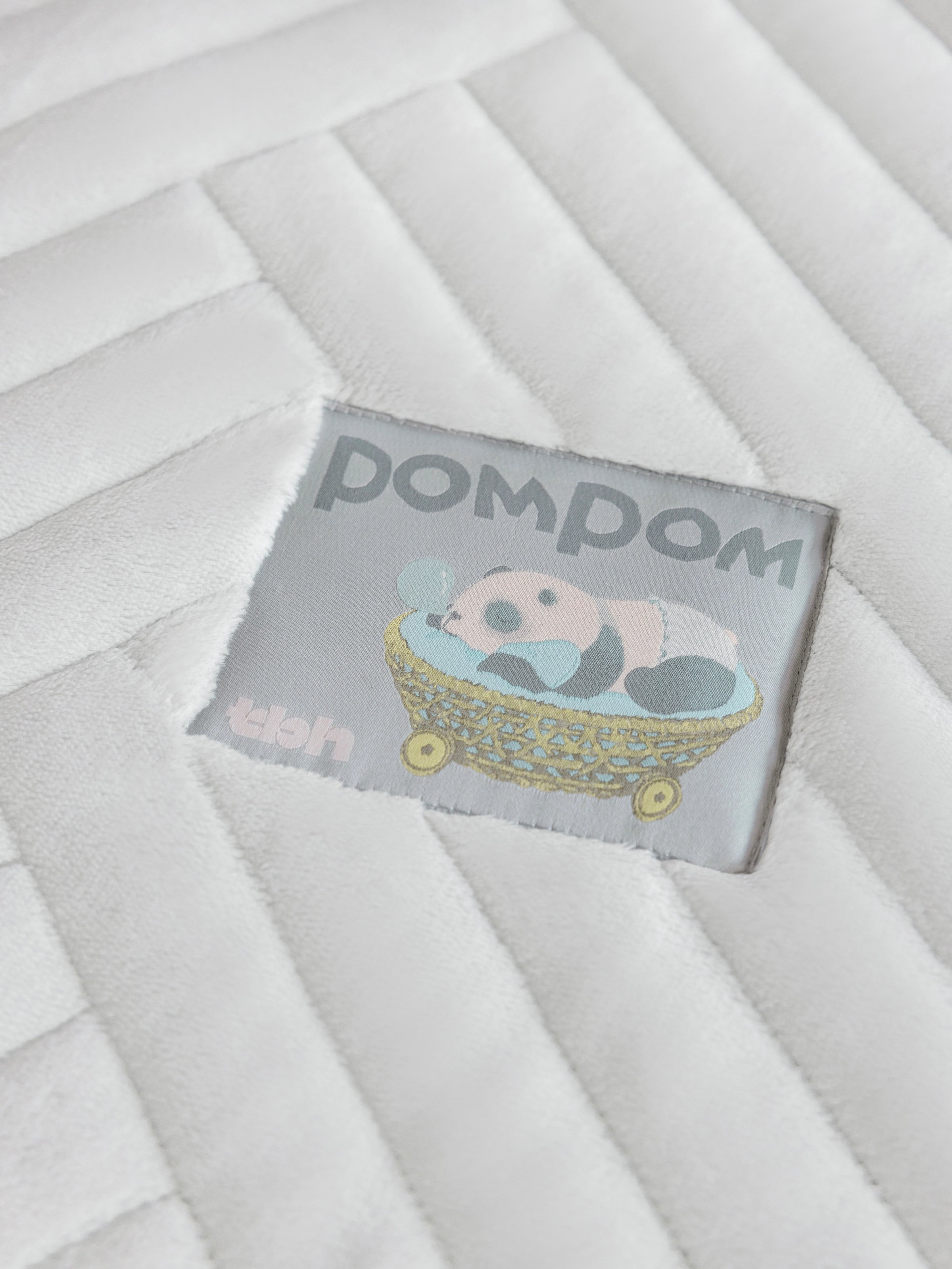 "Panda PomPom" Micro Flannel Mattress Protector Set