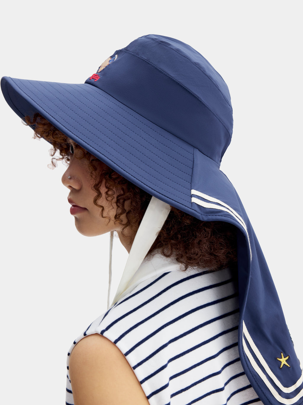 "Hello Kitty" Nautical Sun Hat – Navy Blue