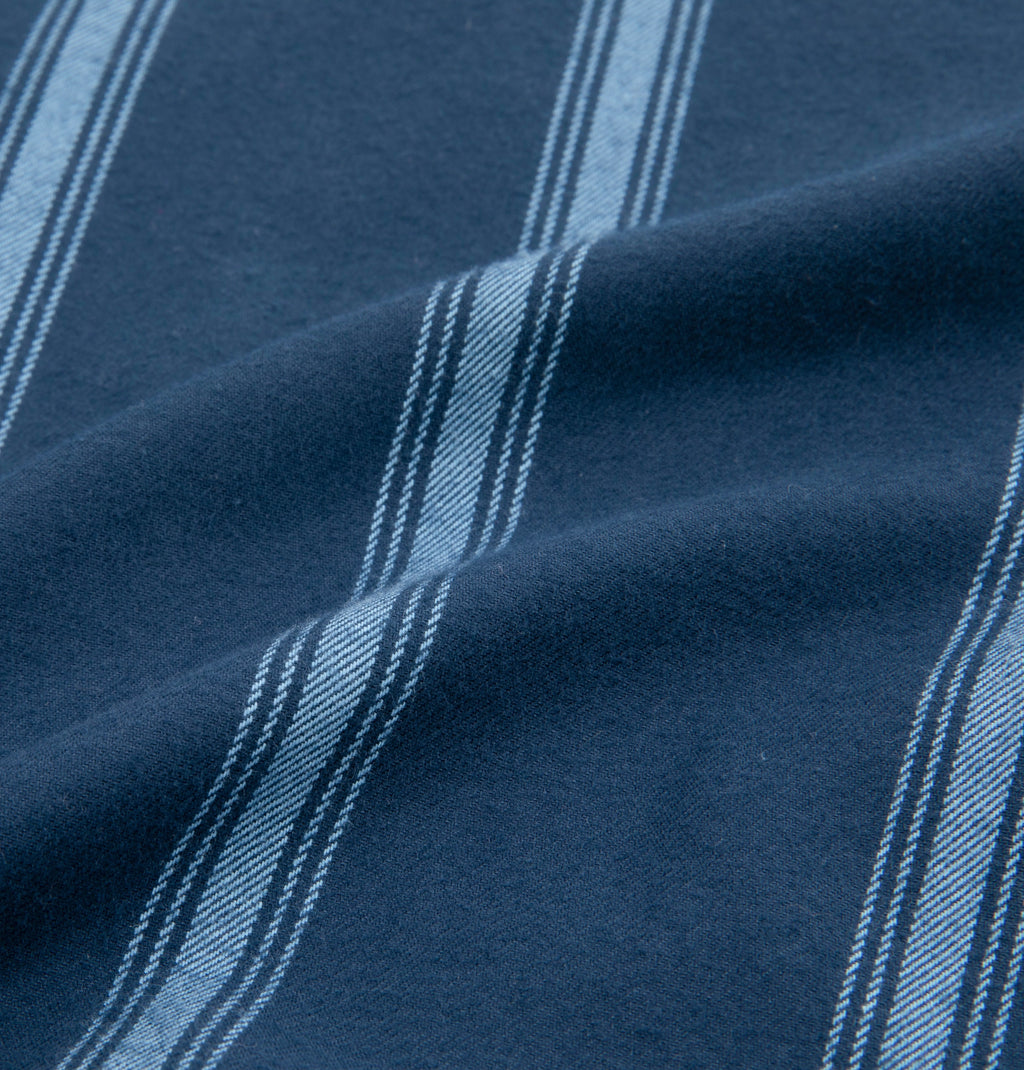 “Urban Jungle” Thickened Cotton Flannel Loungewear Set Dark Blue Stripes