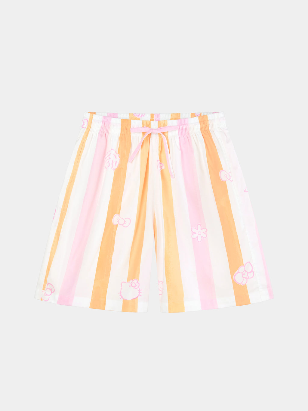 "Hello Kitty" Tencel Cotton Blend Loungewear Set Short Sleeve & Shorts – Coral Pink