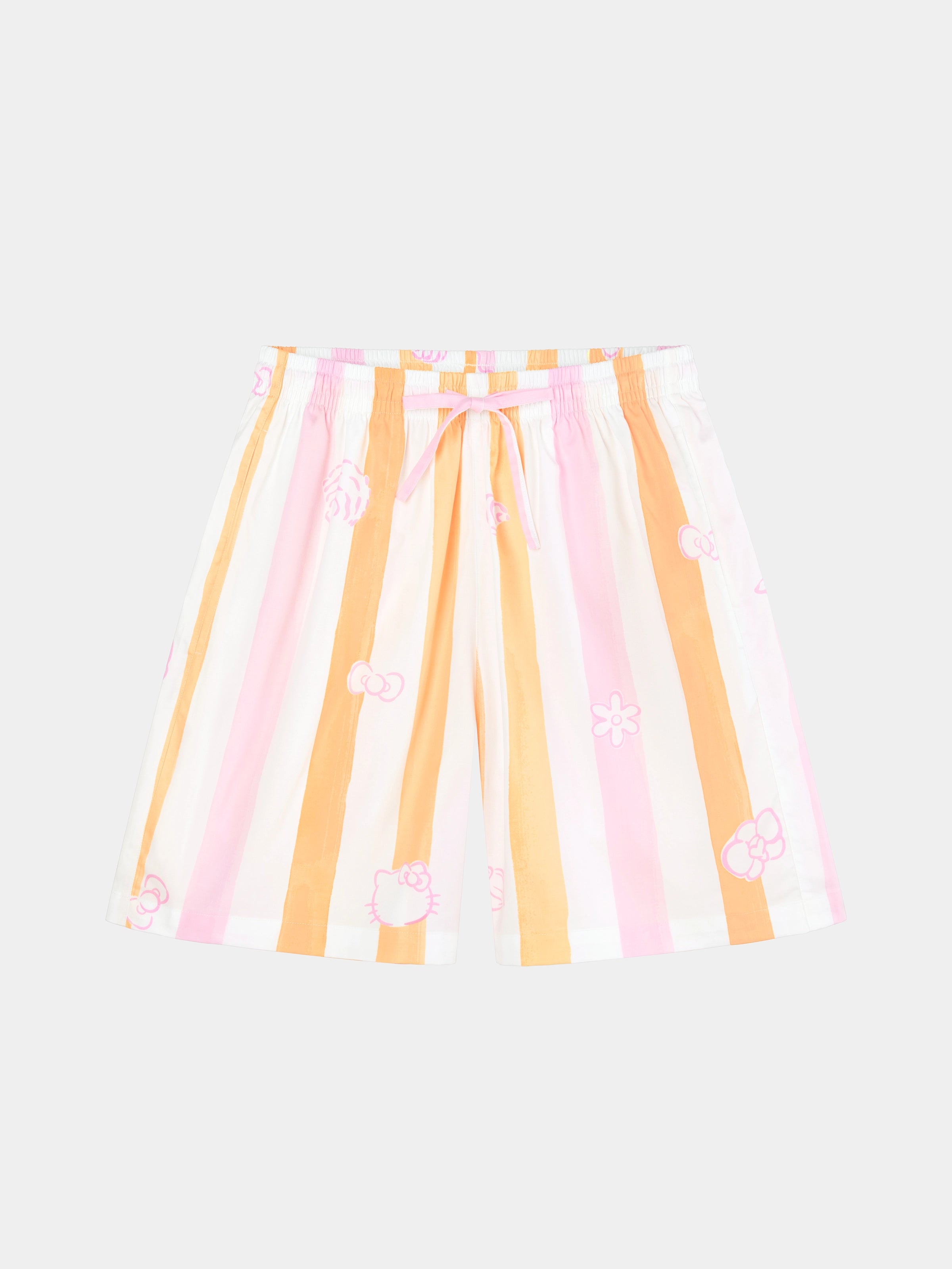 "Hello Kitty" Tencel Cotton Blend Loungewear Set Short Sleeve & Shorts – Coral Pink