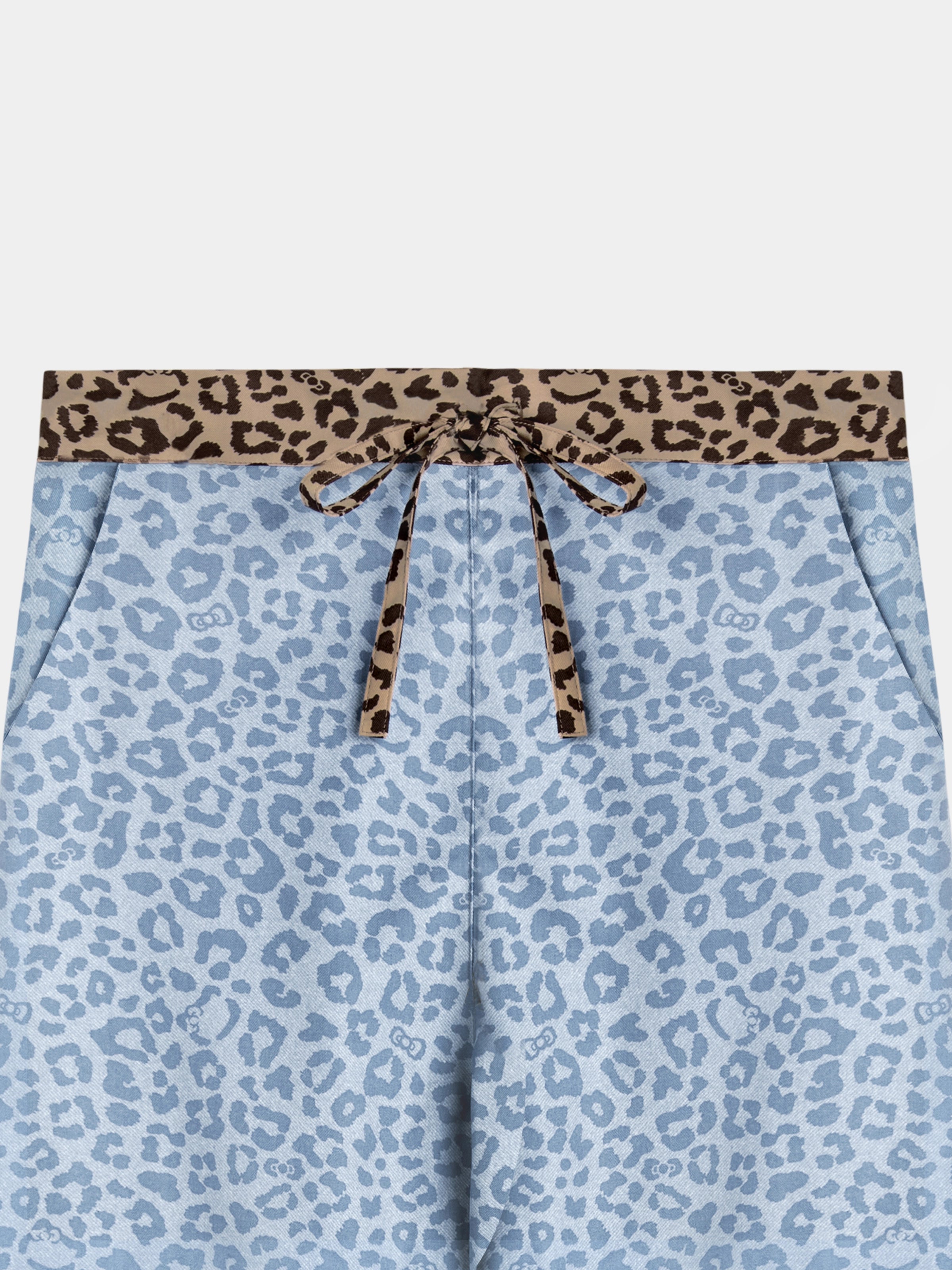 "Hello Kitty" Tencel Cotton Blend Loungewear Set – Denim Leopard