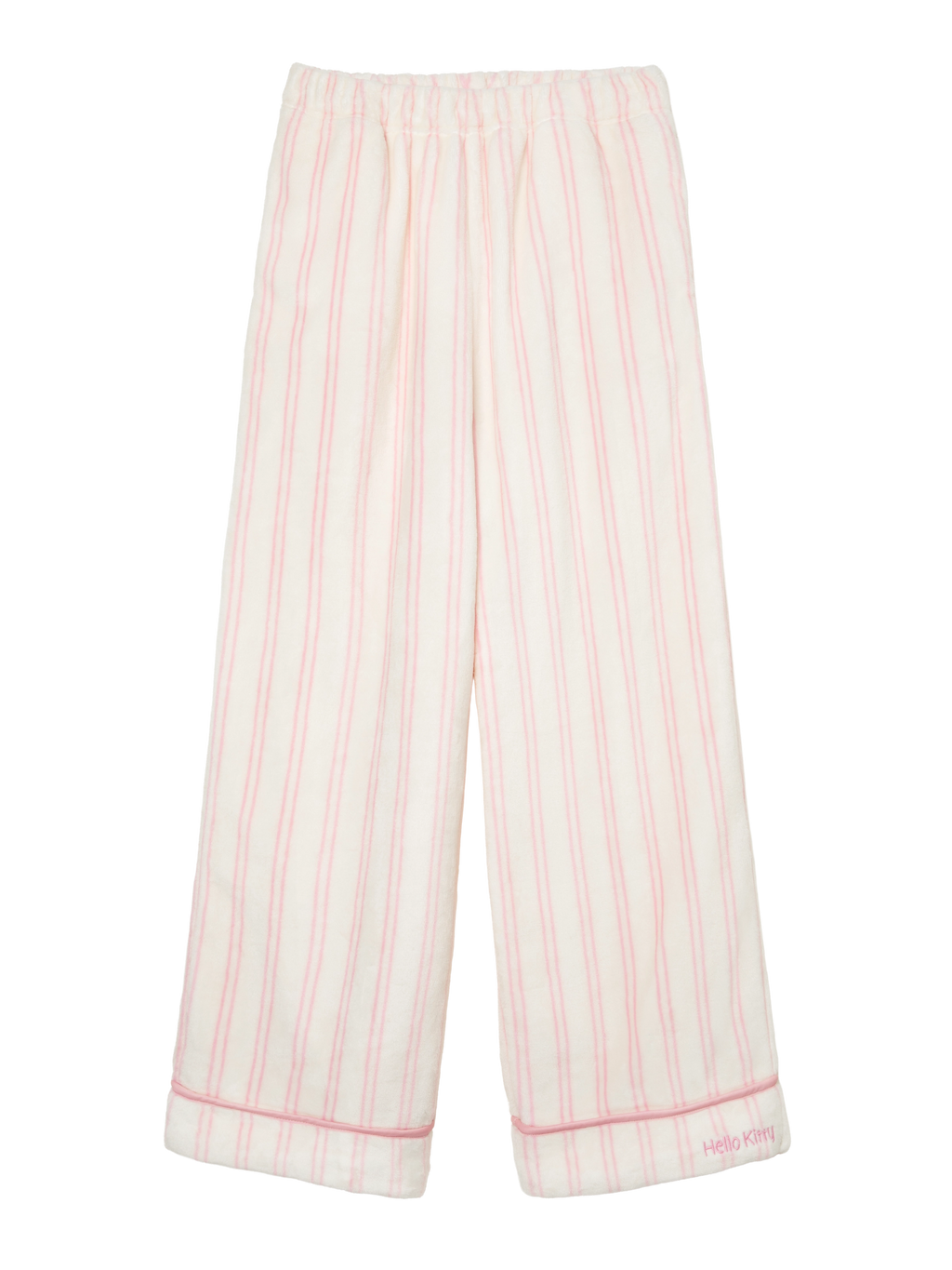 "Hello Kitty" Flannel Loungewear Set – Cream Stripes
