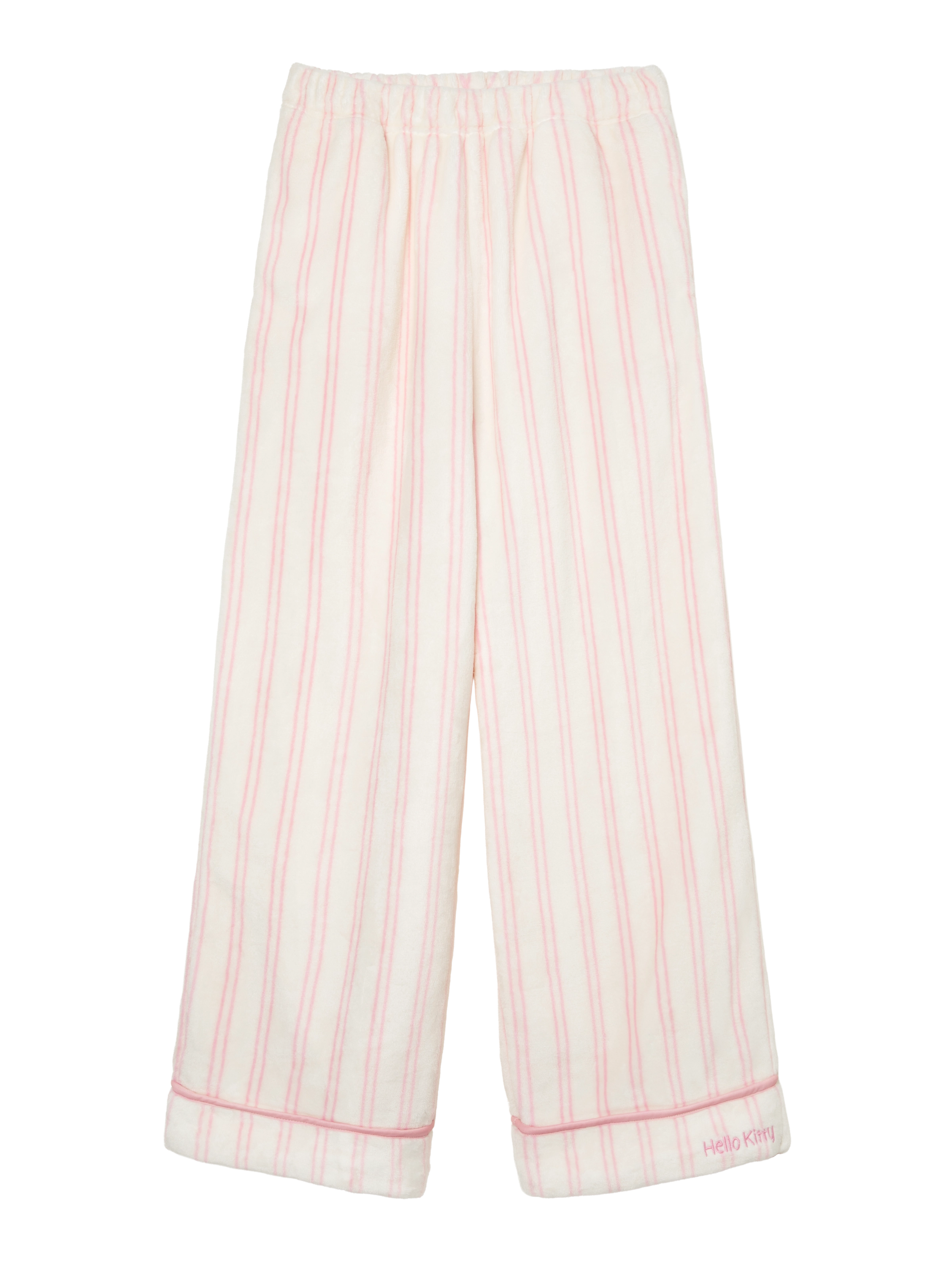 "Hello Kitty" Flannel Loungewear Set – Cream Stripes