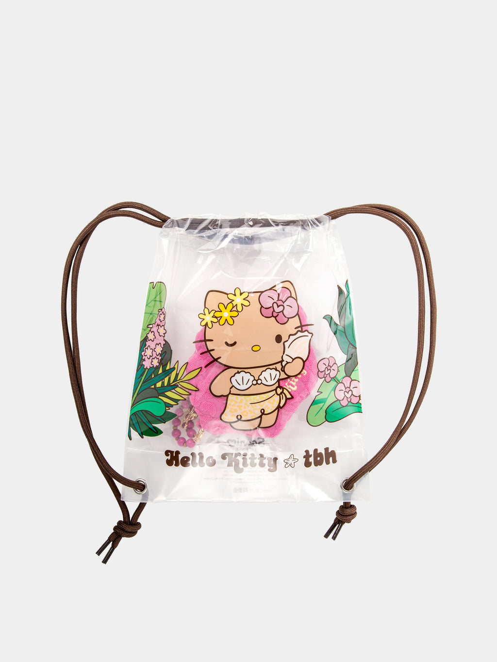 "Hello Kitty" Terry Shell-Shaped Cosmetic Bag – Hot Pink Leopard – Mini