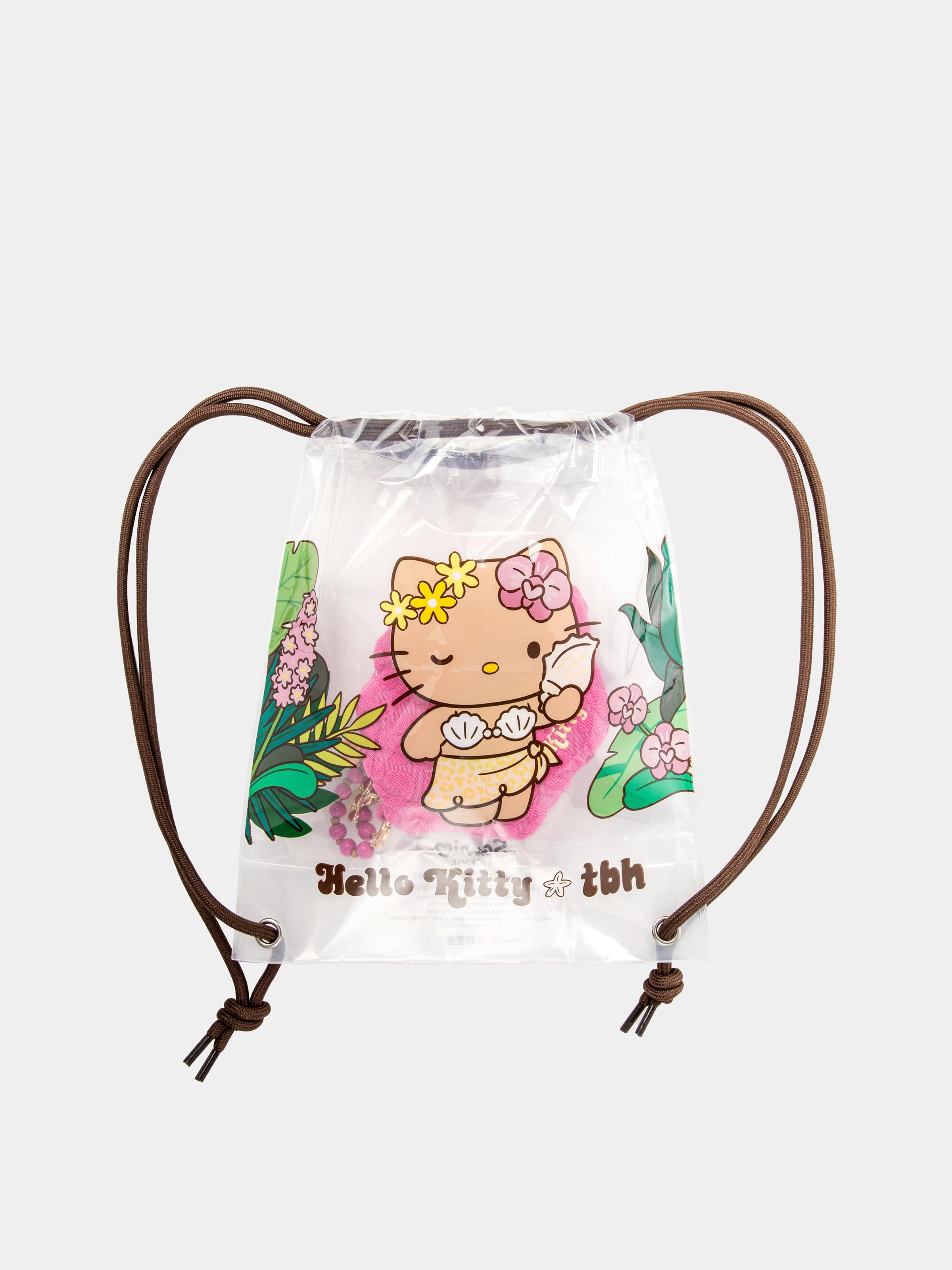 "Hello Kitty" Terry Shell-Shaped Cosmetic Bag – Hot Pink Leopard – Mini