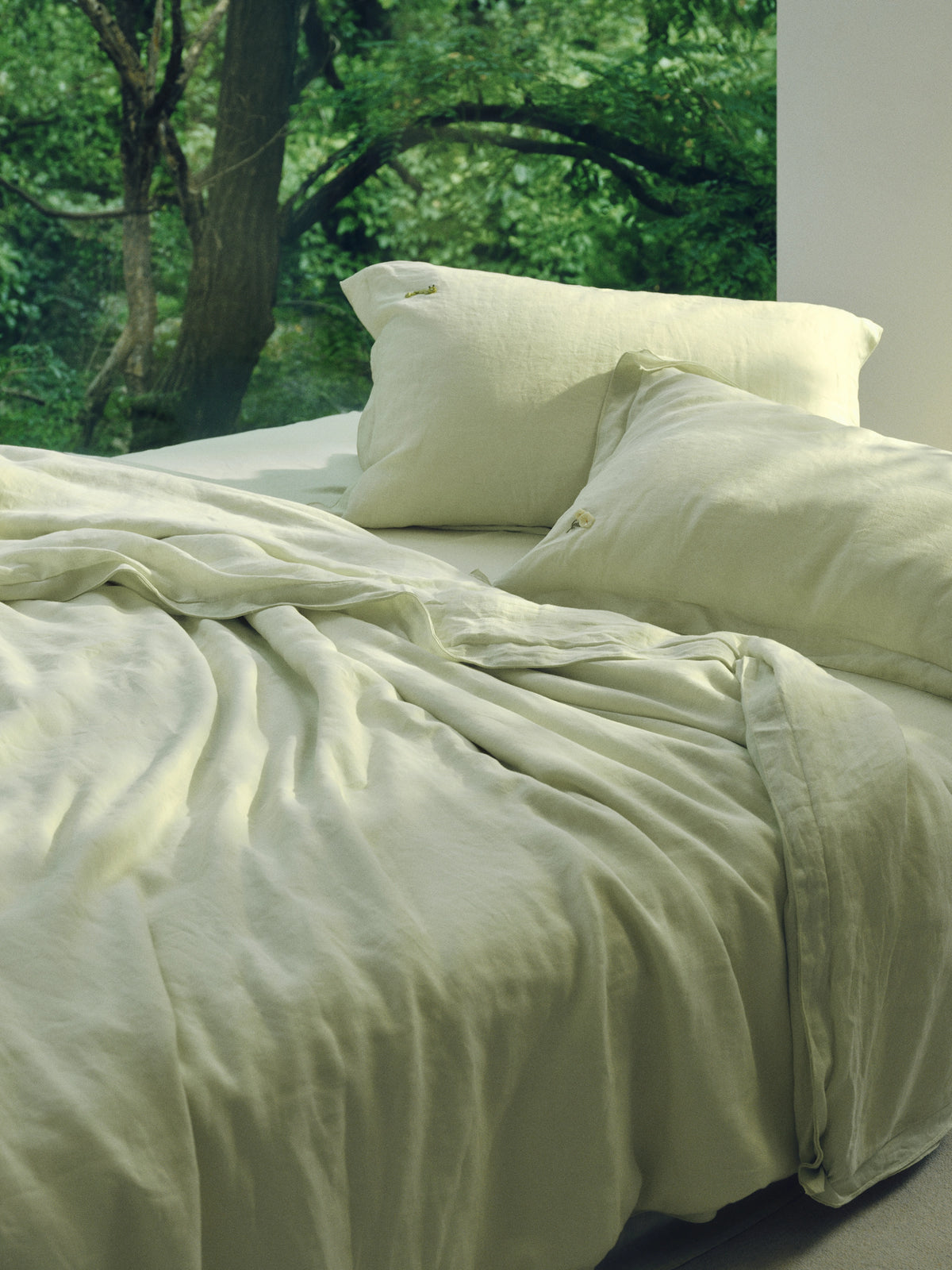 tbh Wōdrobe Washed Hemp Bedding Set – Melon Green