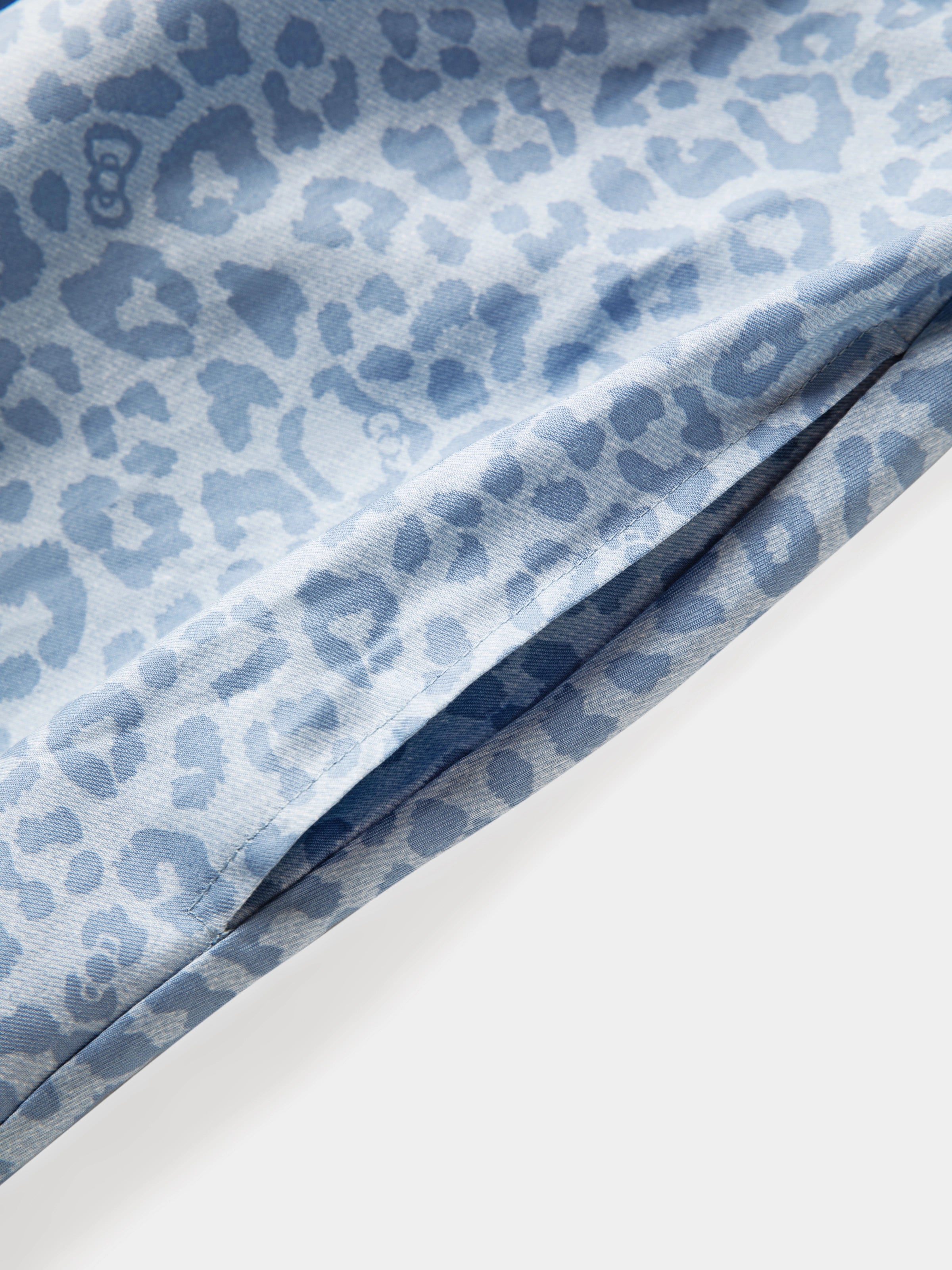 "Hello Kitty" Tencel Cotton Blend Short Sleeve Skirt – Denim Leopard