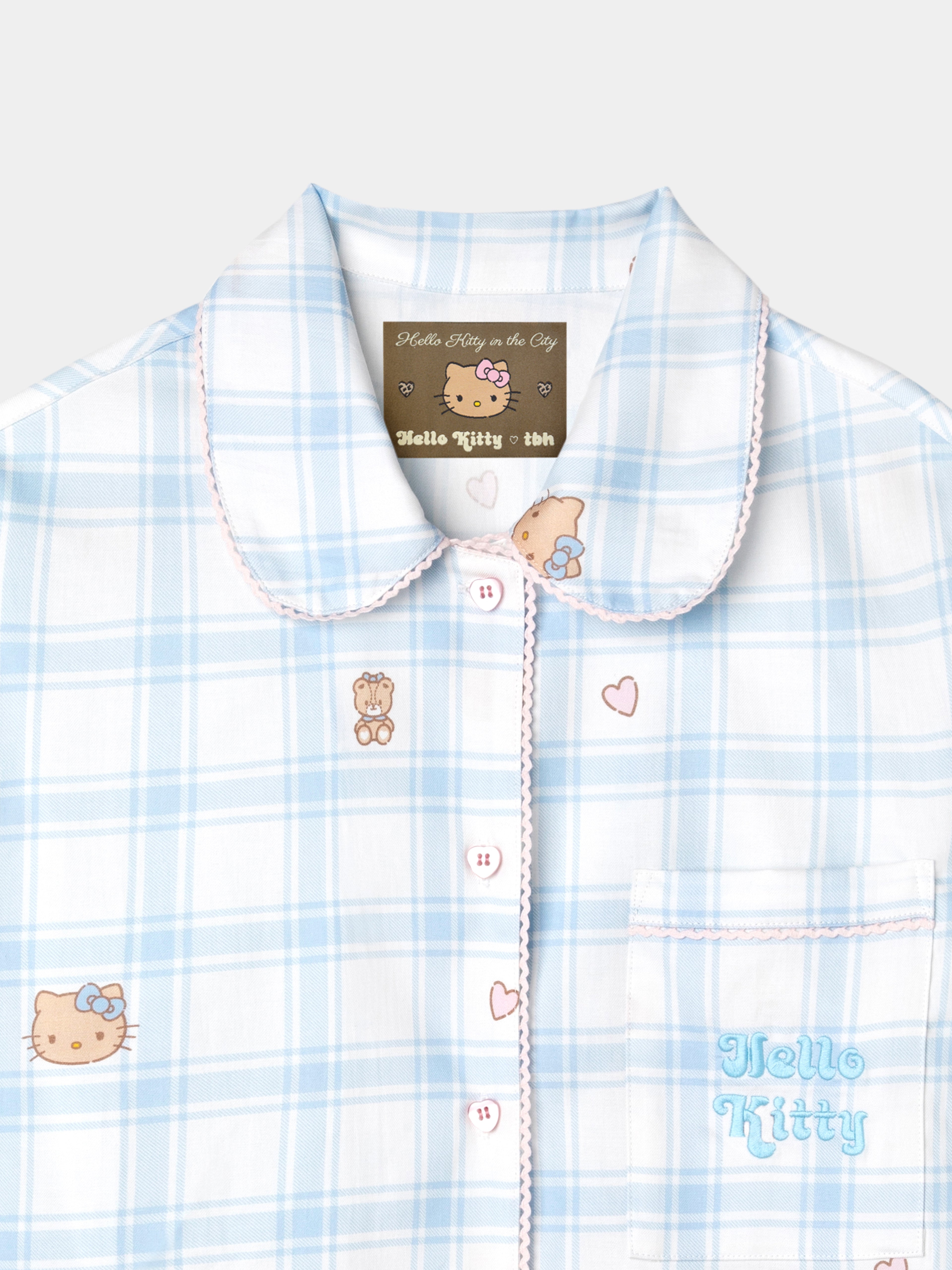 "Hello Kitty" Tencel Cotton Blend Loungewear Set – Hello Kitty Check