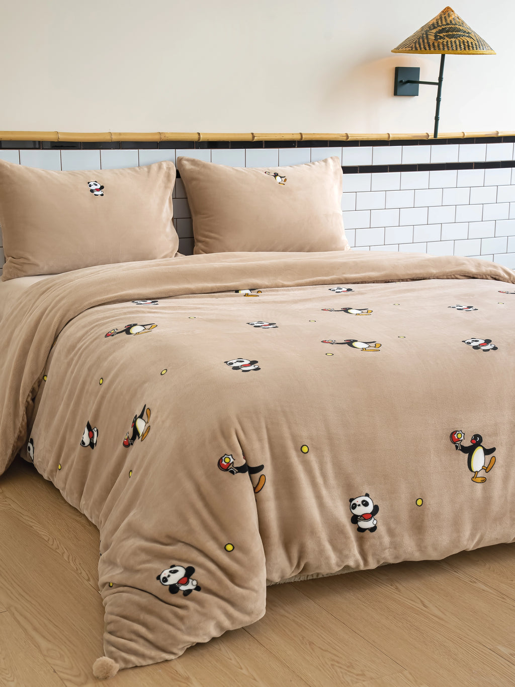 PIN!POM! Flannel Bedding Set – Brown
