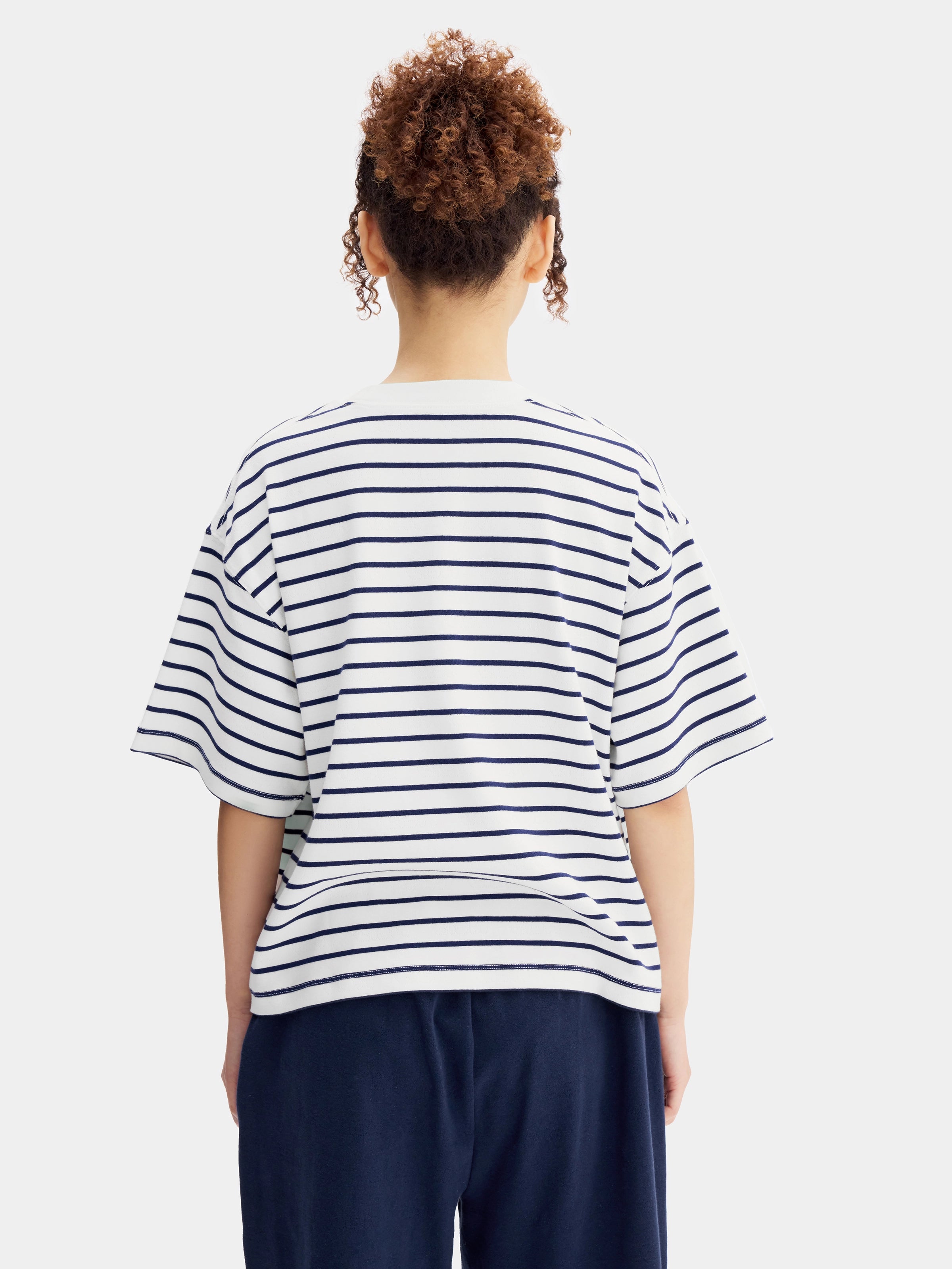 "Hello Kitty" Stretch Cotton Jersey Breton Stripe Loungewear Set Short Sleeve