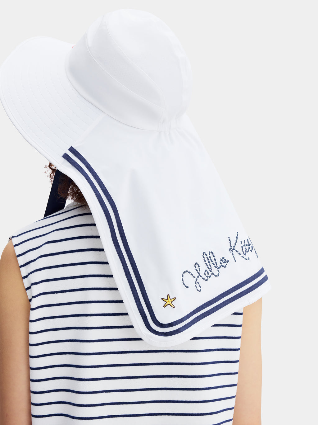 "Hello Kitty" Nautical Sun Hat – Seashell White