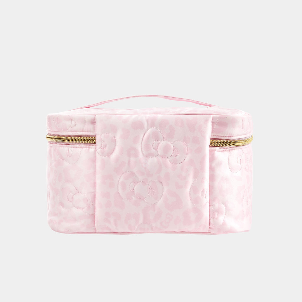 "Hello Kitty" Medium Quilted Travel Cosmetic Bag – Pink Leopard