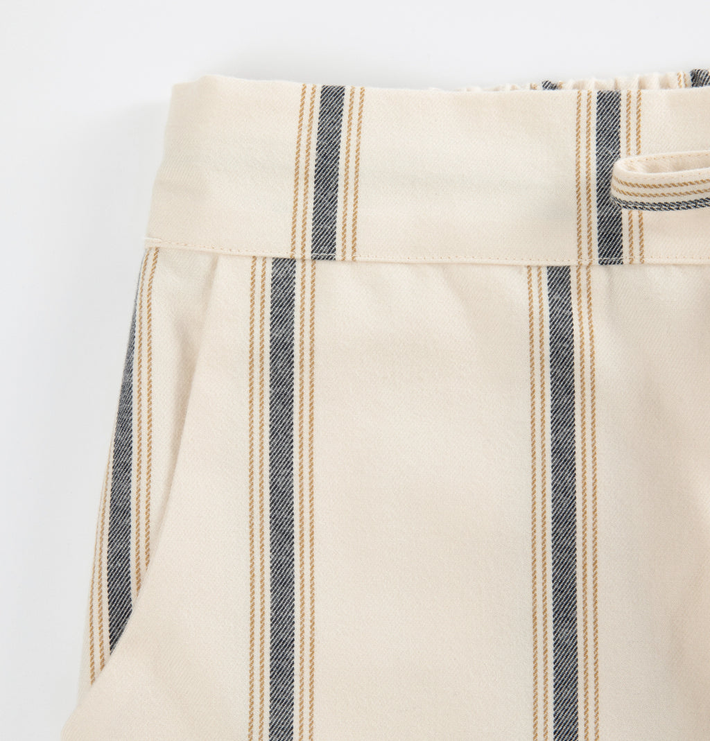 “Urban Jungle” Thickened Cotton Flannel Loungewear Set Beige and Camel Stripes