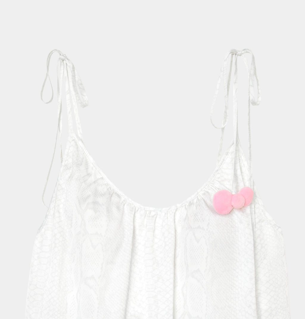 "Hello Kitty" Satin Spaghetti Strap Top & Shorts Pajama Set – Snake Print