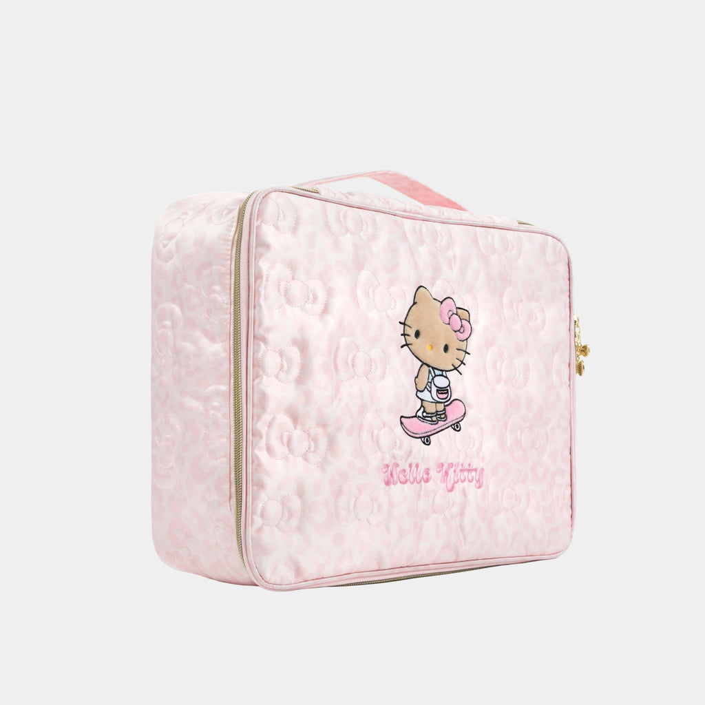 "Hello Kitty" Large Quilted Travel Storage Bag – Pink Leopard