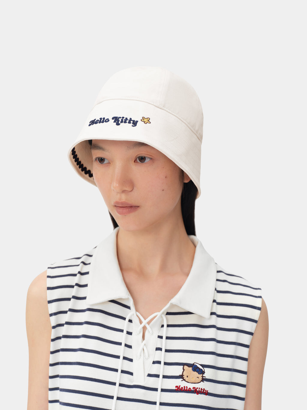 "Hello Kitty" Convertible Sailor Hat – Seashell White