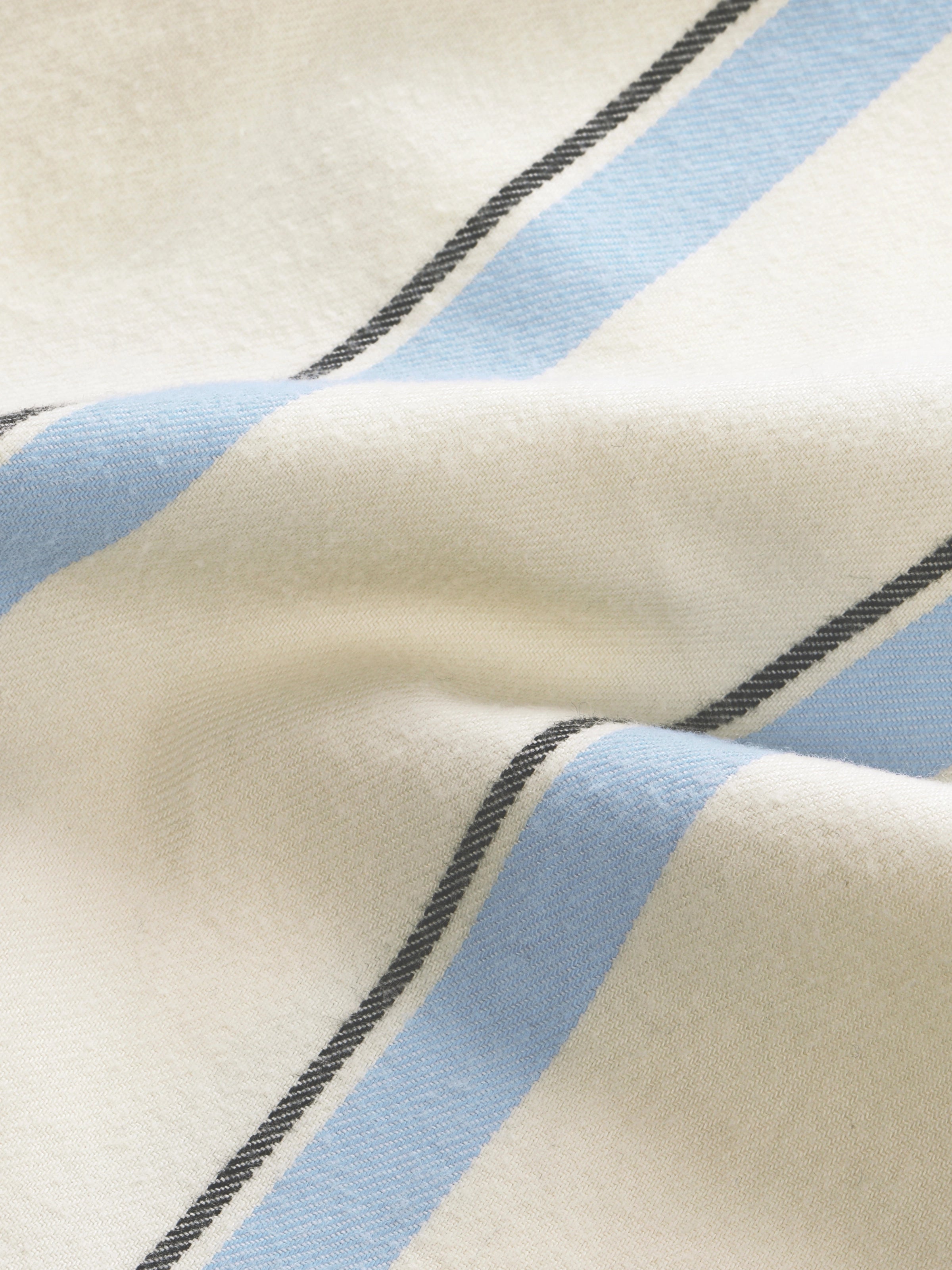 “Urban Jungle” Thickened Cotton Flannel Loungewear Set Blue and White Stripes