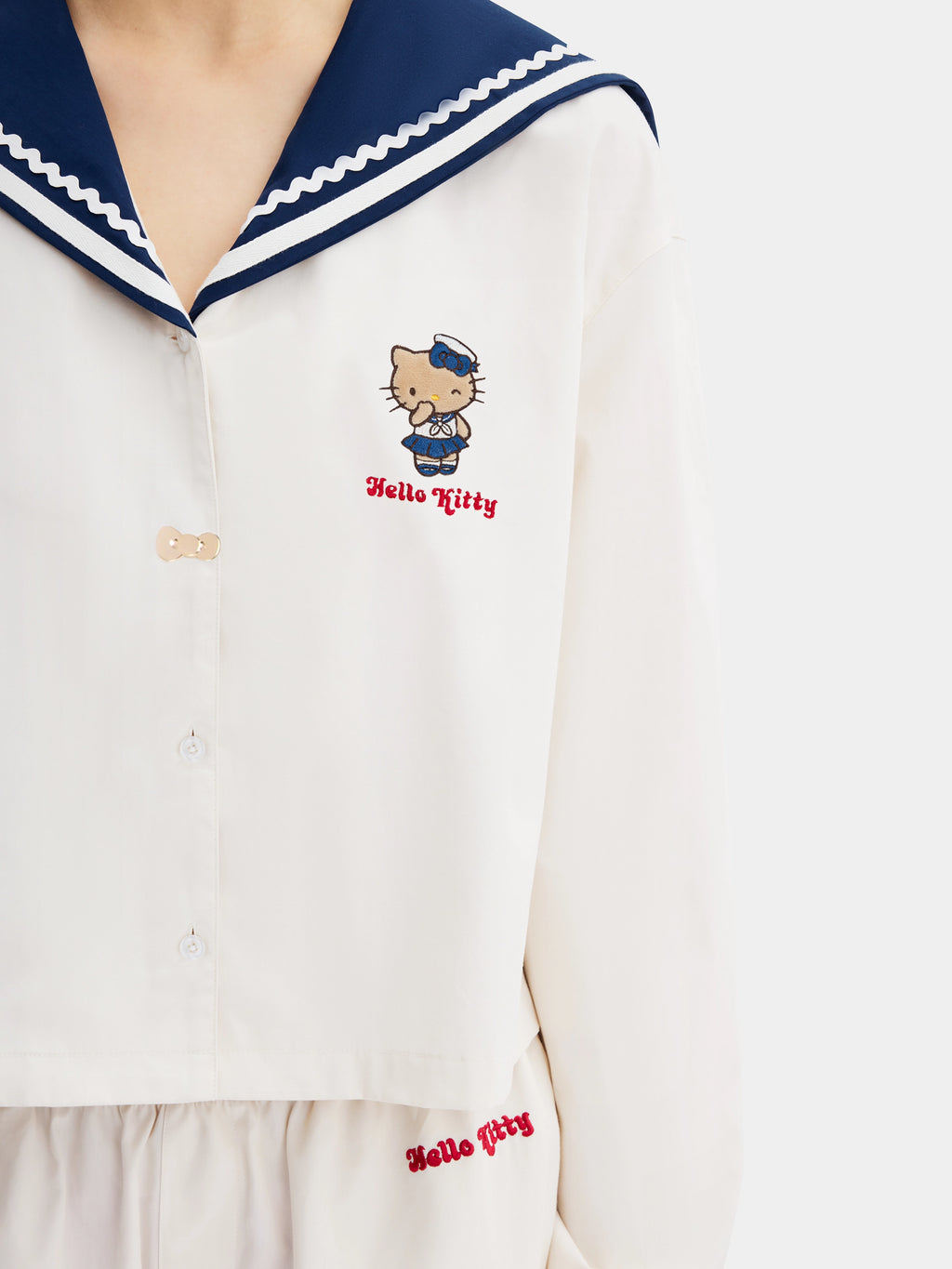 "Hello Kitty" 棉質水手領長袖居家服套裝