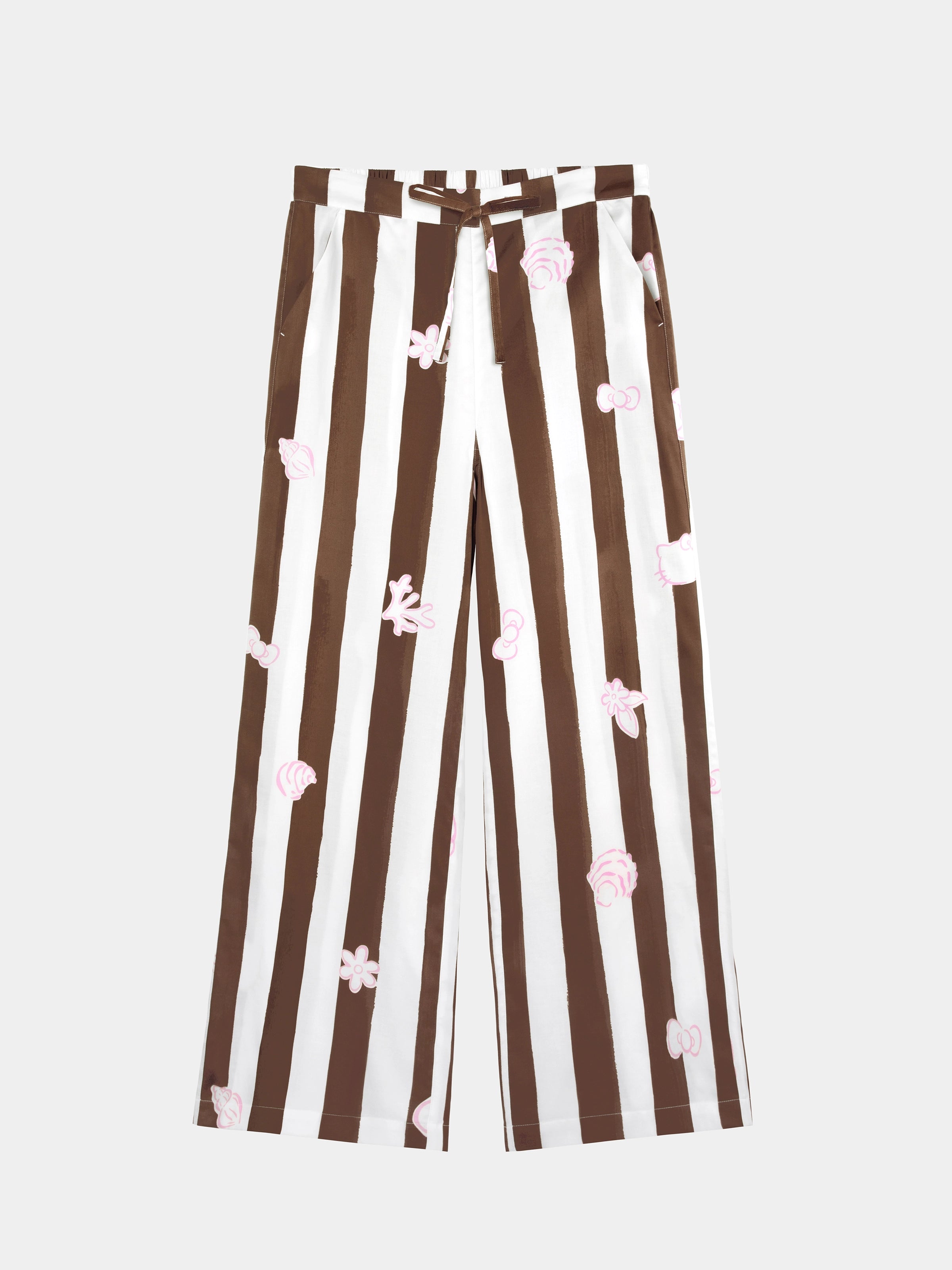 "Hello Kitty" Tencel Cotton Blend Loungewear Set Long Sleeve – Coconut Brown