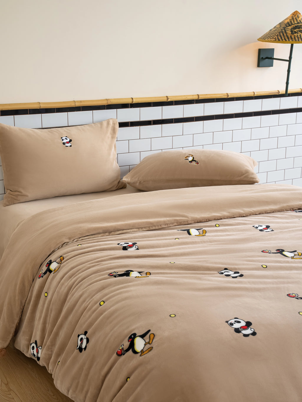 PIN!POM! Flannel Bedding Set – Brown