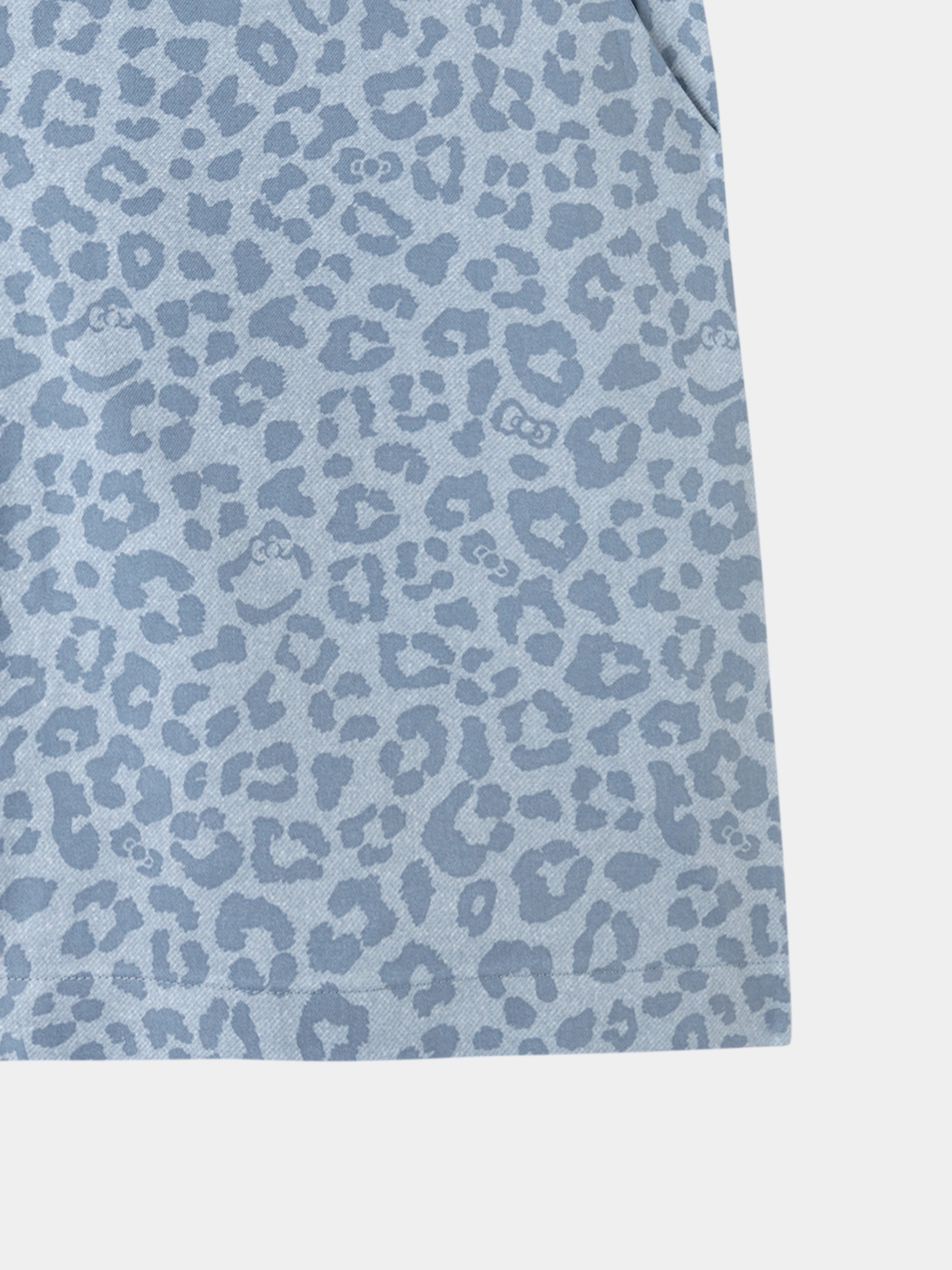"Hello Kitty" Tencel Cotton Blend Short Sleeve Loungewear Set – Denim Leopard