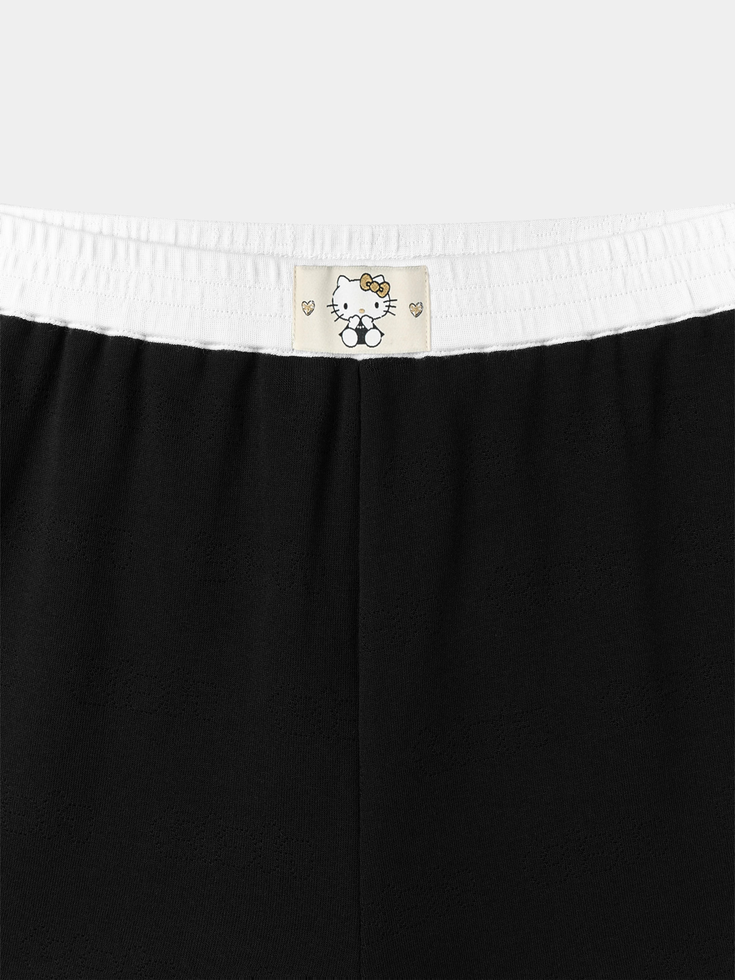 "Hello Kitty" Stretch Cotton Jersey Short Sleeve Loungewear Set – Classic Black