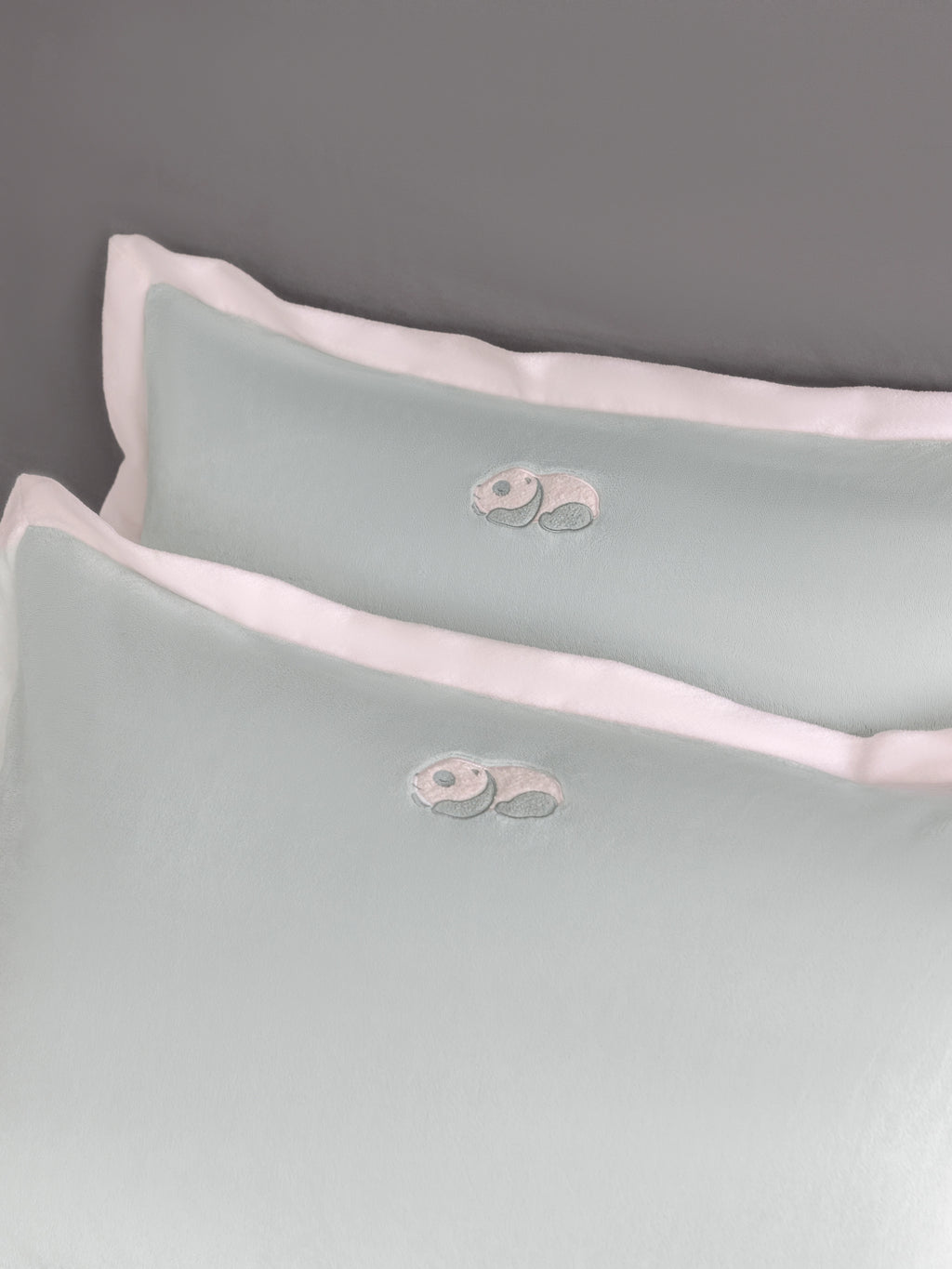 "Panda PomPom" Micro Flannel Mattress Protector Set