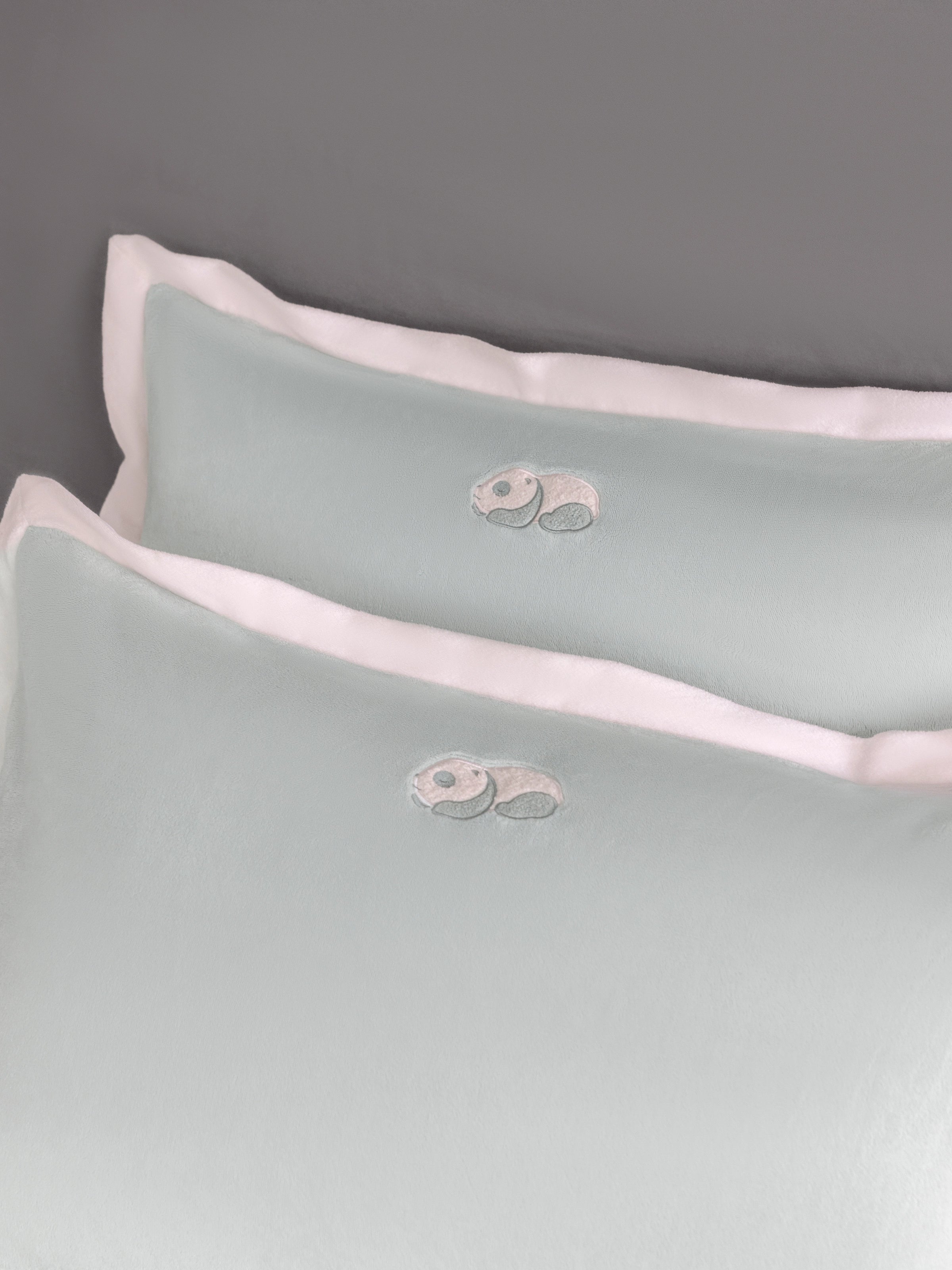 "Panda PomPom" Micro Flannel Mattress Protector Set