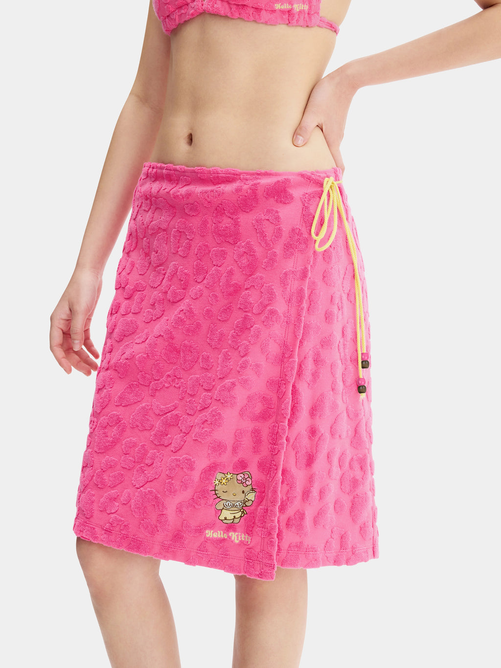 "Hello Kitty" Terry Wrap Skirt – Hot Pink Leopard