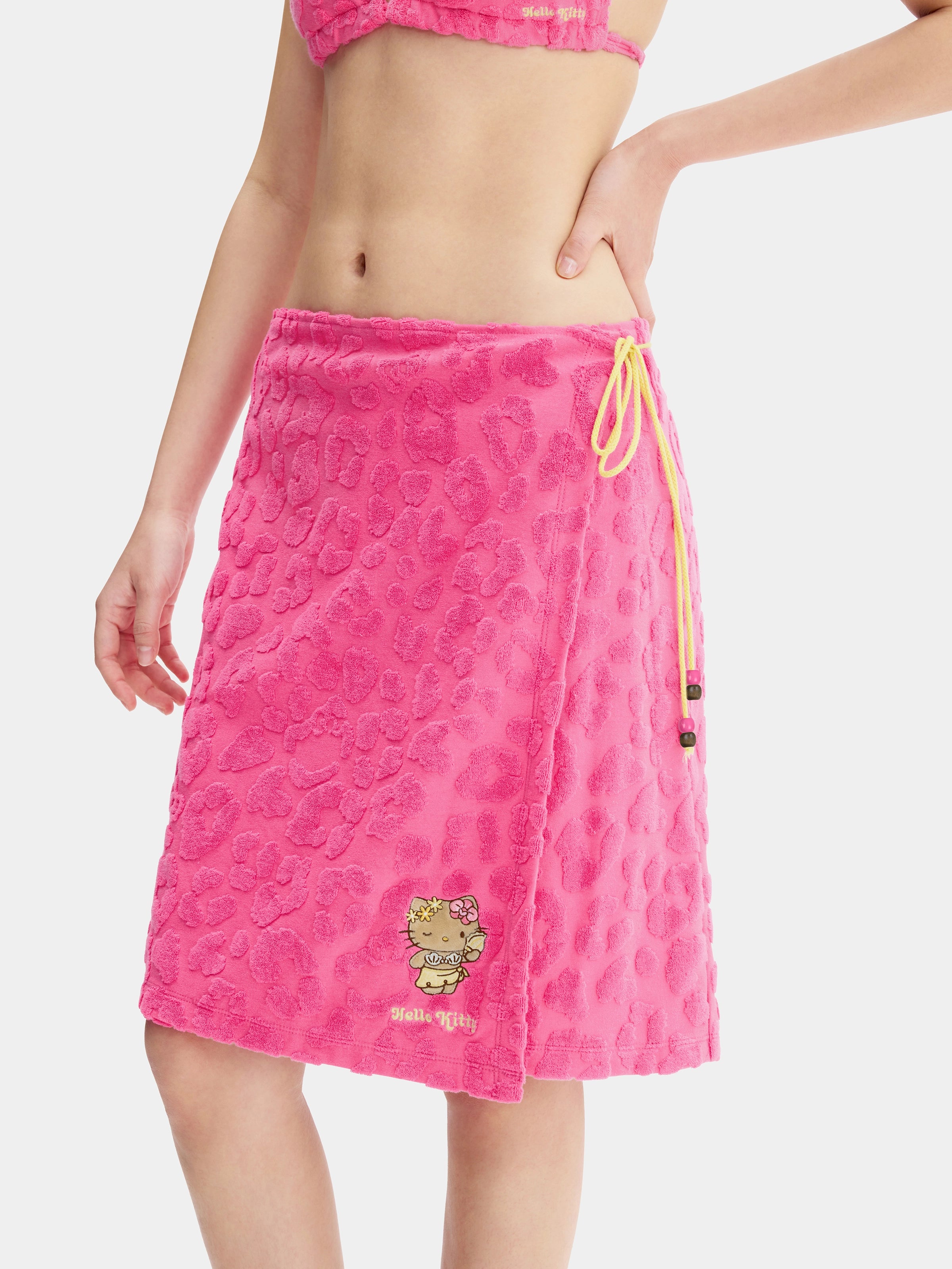 "Hello Kitty" Terry Wrap Skirt – Hot Pink Leopard