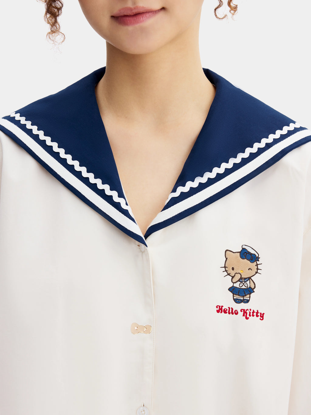 "Hello Kitty" 棉質水手領長袖居家服套裝