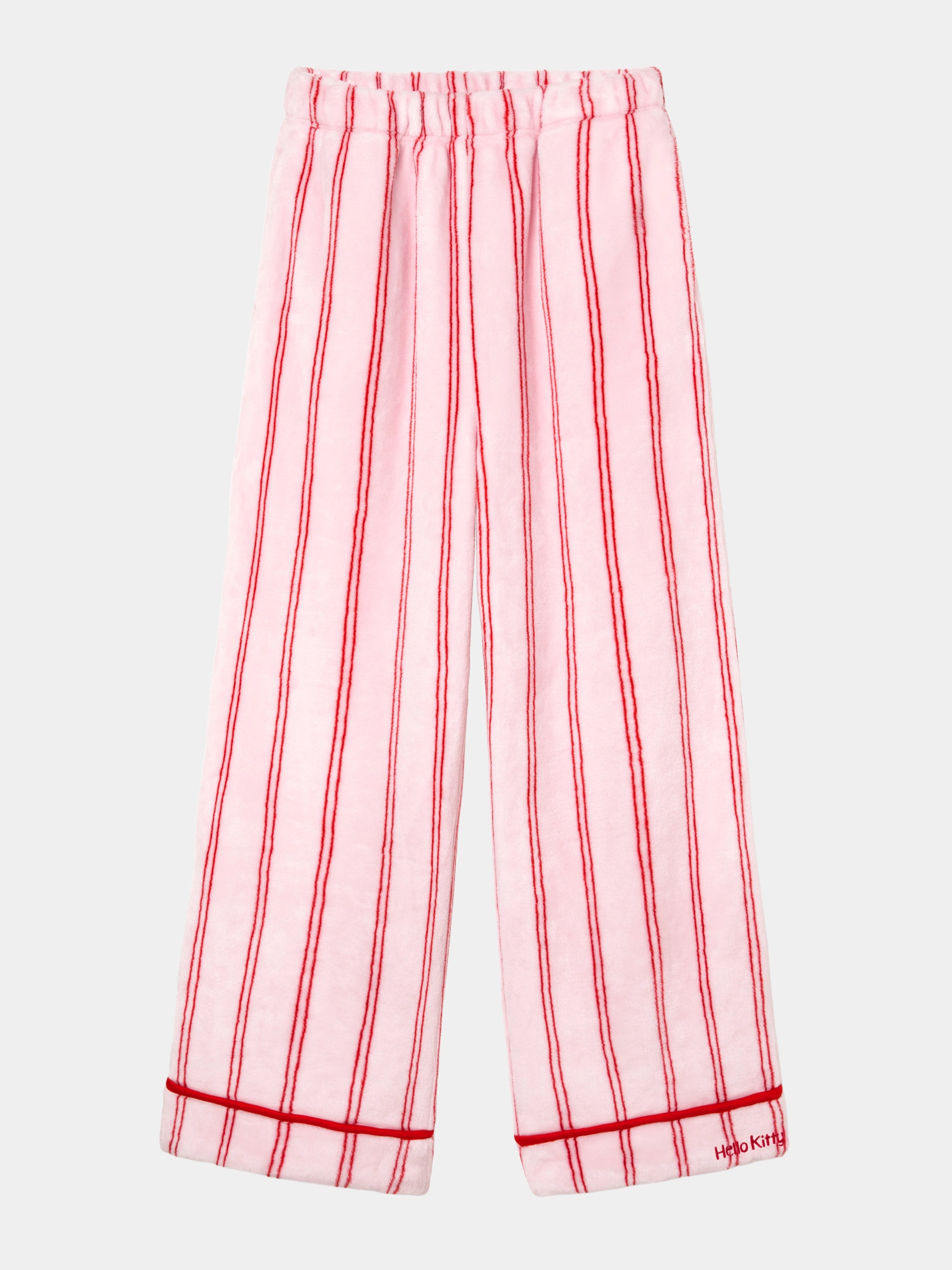 "Hello Kitty" Flannel Loungewear Set – Pink Stripes