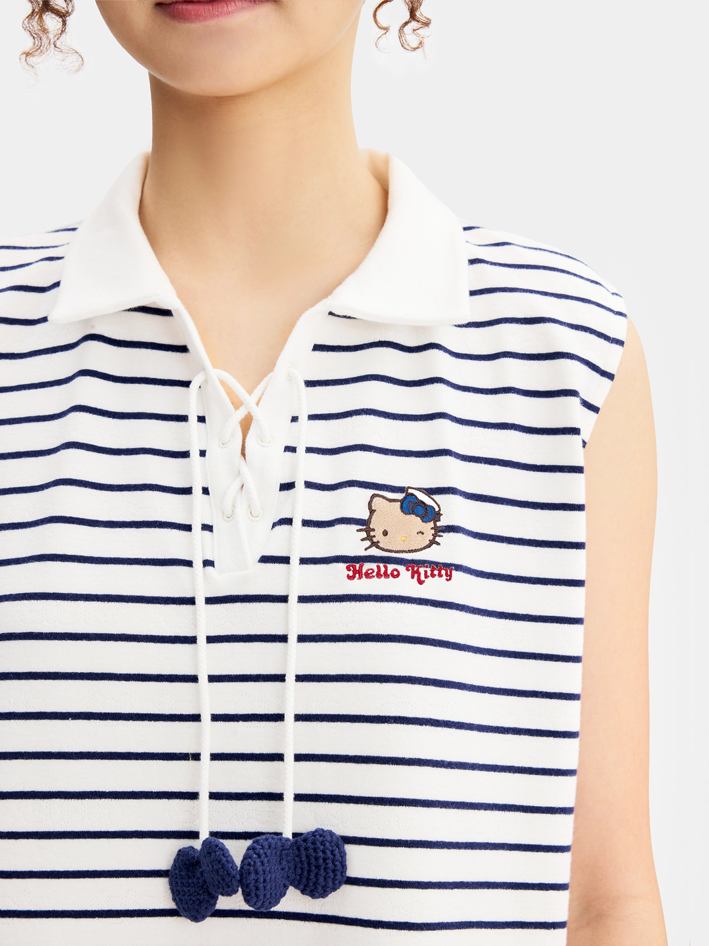 "Hello Kitty" Stretch Cotton Breton Stripe Jersey Tank Dress
